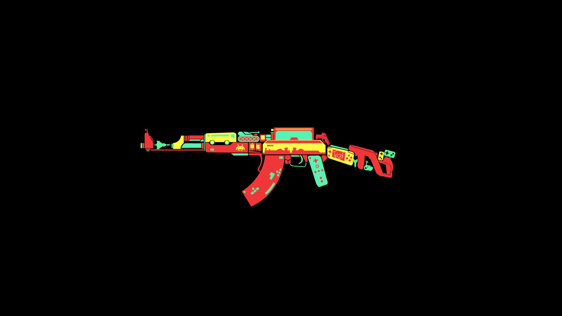 Fucile AK-47 skin colorata, 1920x1080 1080p, PC