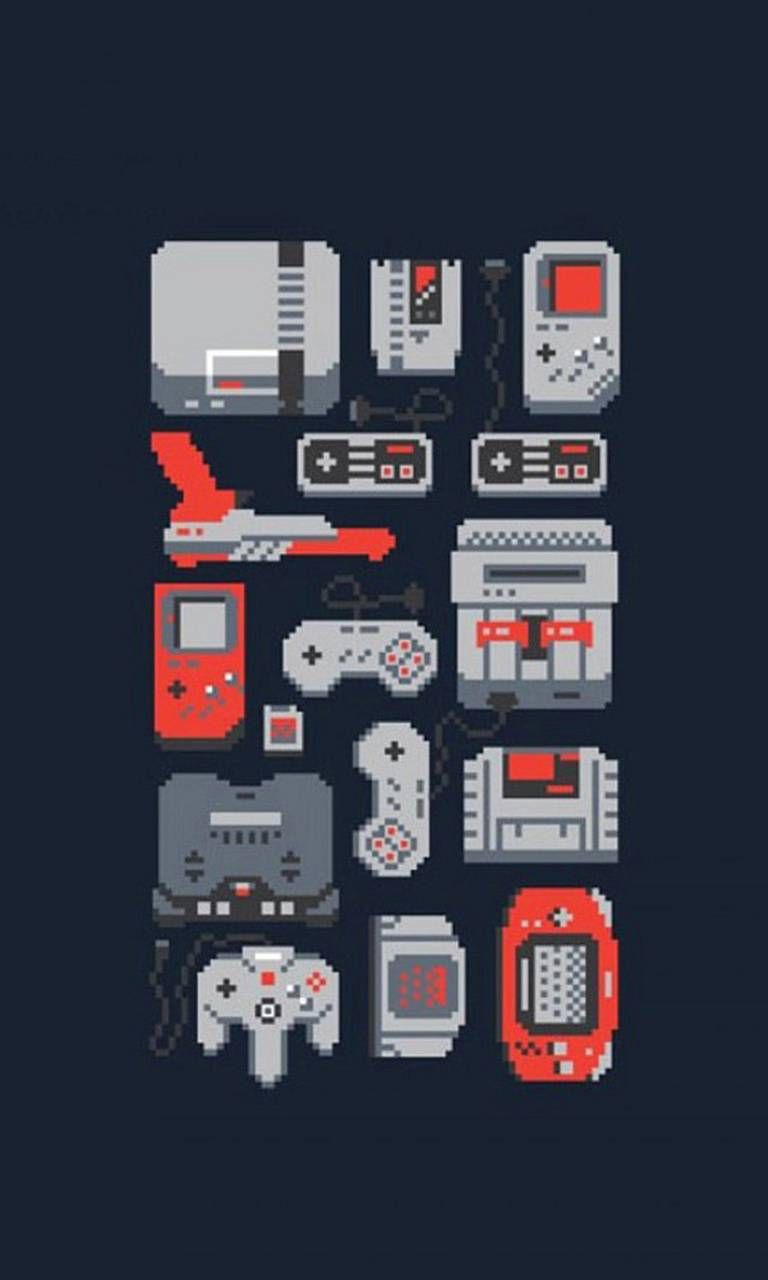 Console e controller pixel art retro, 768x1280 Verticale, Telefono
