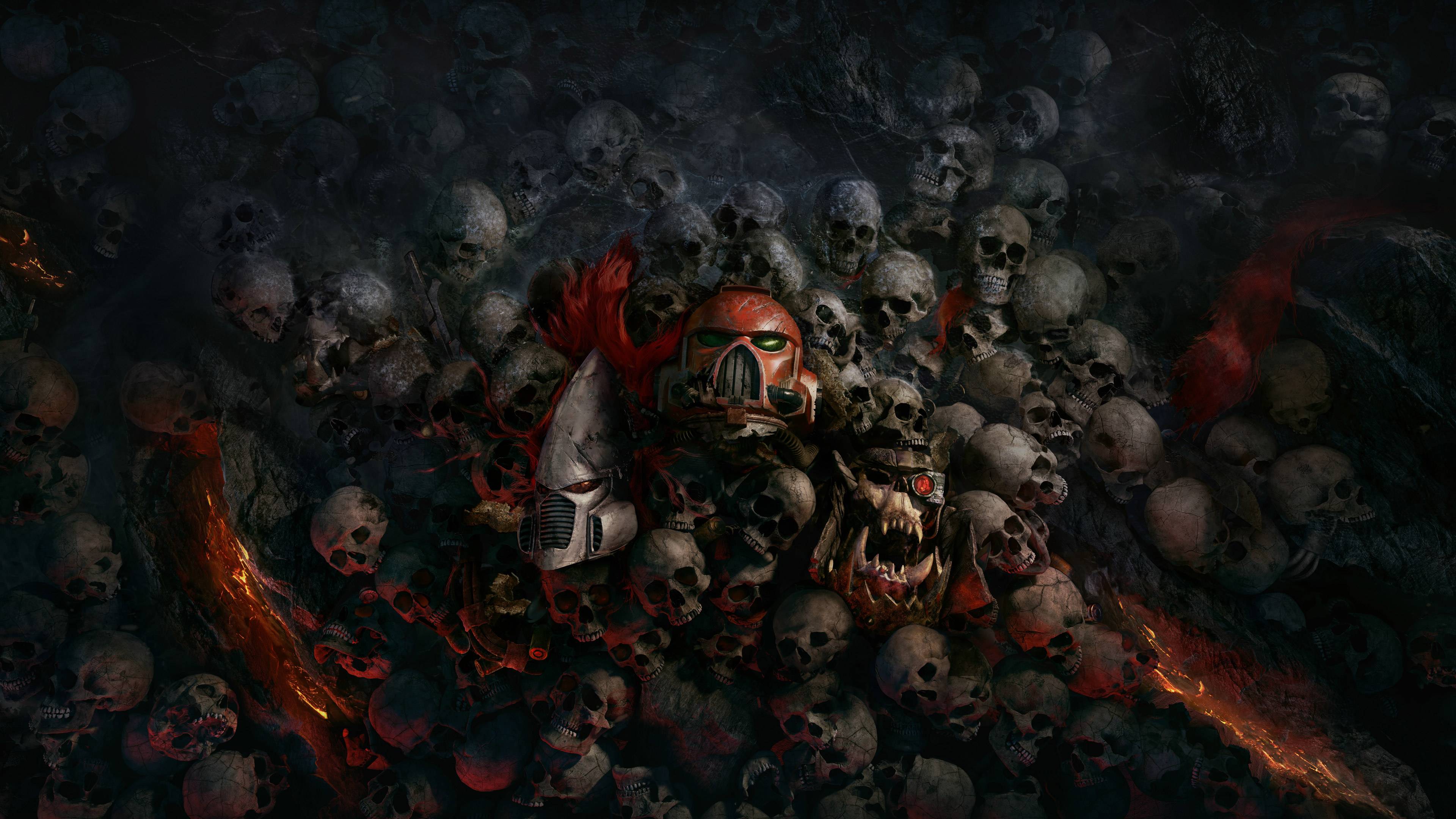 Teschi e lava, tema oscuro, 3840x2160 4K, PC Desktop