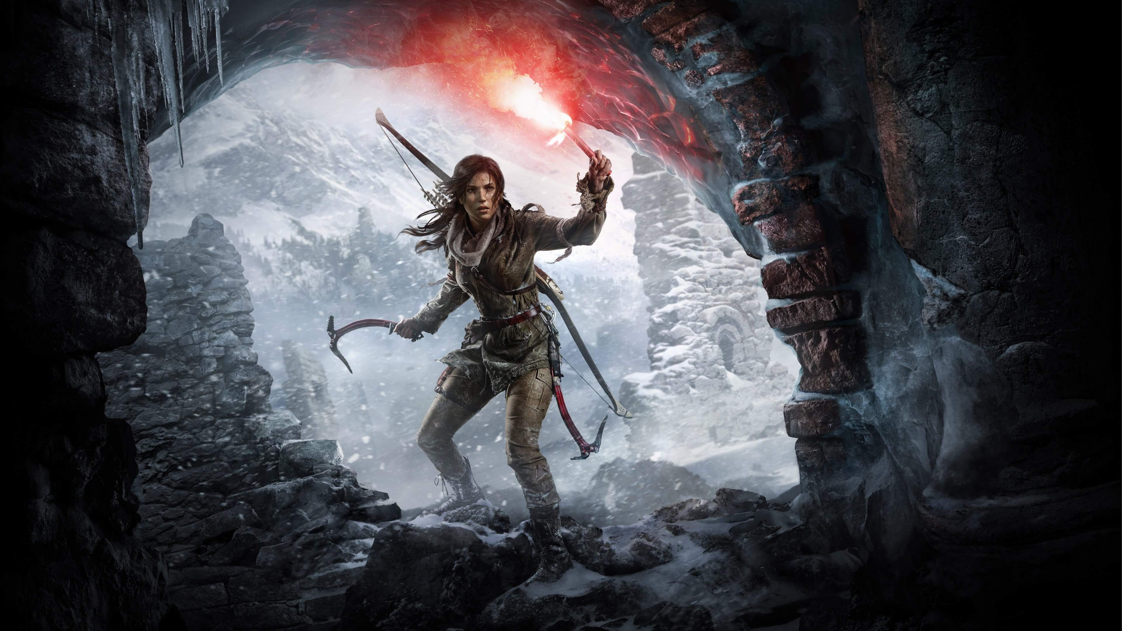 Lara Croft con torcia, 3840x2160 4K, Desktop 4K