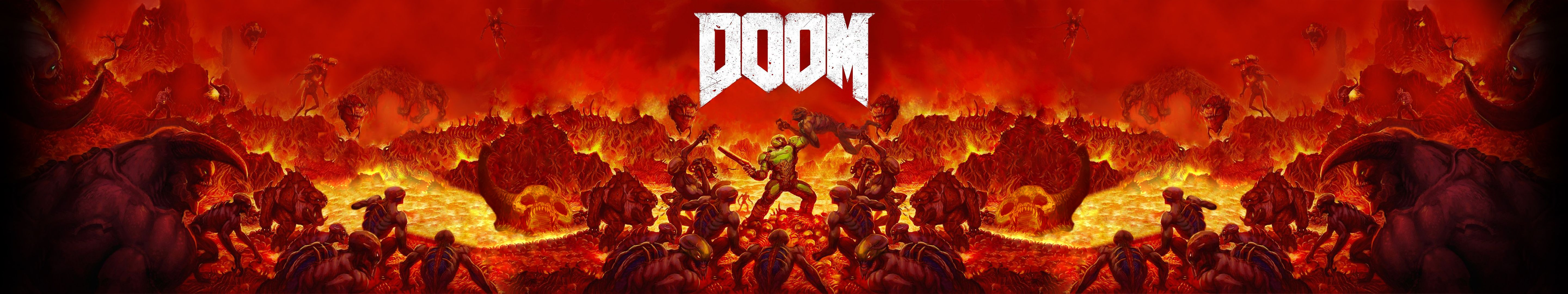 Doom demoni scena infernale, 5760x1080 Panoramico, Dual Screen