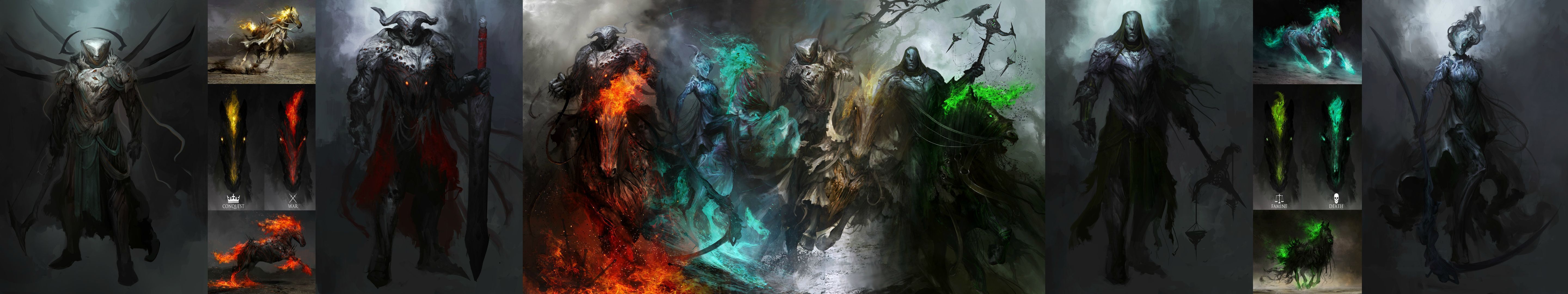 Collage personaggi videogiochi, 5760x1080 Ultrawide, Dual Monitor