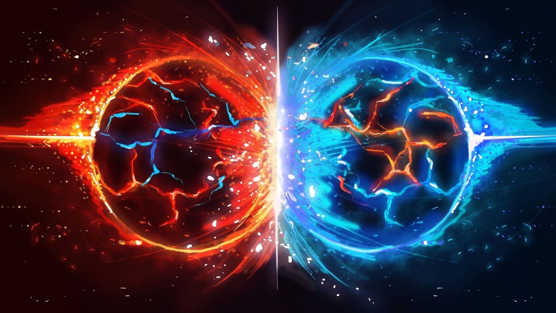 Sfere energia rosso e blu, 1920x1080 Full HD, PC