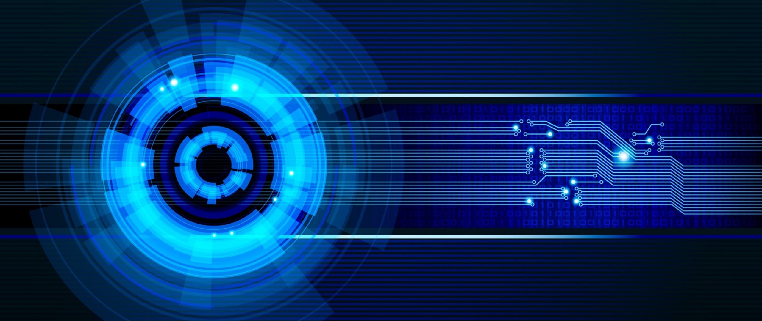 Cerchio digitale tech blu neon, 2560x1080 Ultrawide, Dual Monitor
