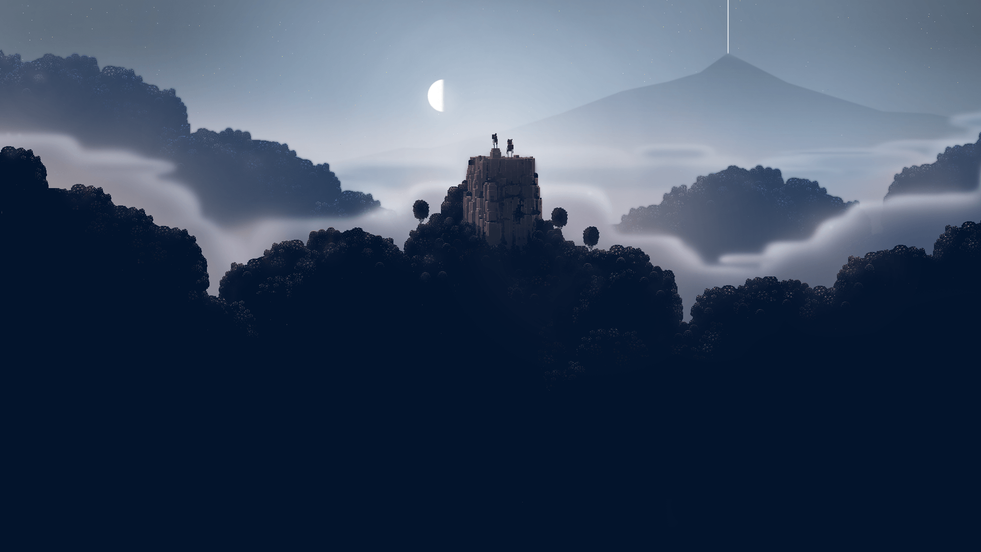 Silhouette montagne nebbia blu notturno, 1920x1080 Full HD 1080p, Desktop