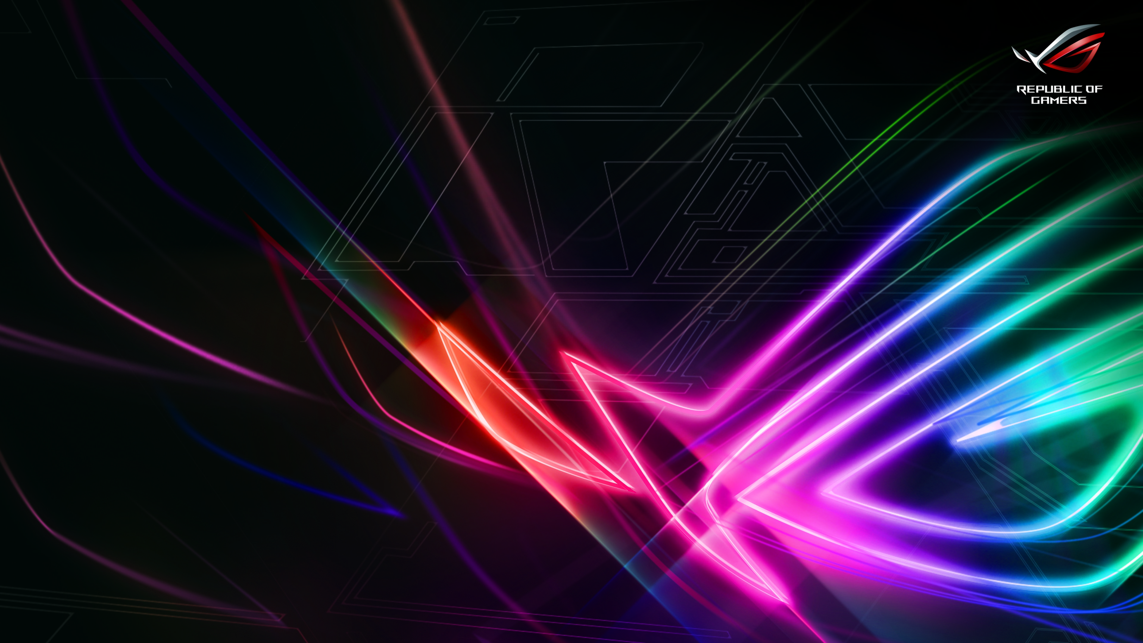 ASUS ROG logo neon, Republic of Gamers, 3840x2160 4K Ultra HD, Monitor 4K