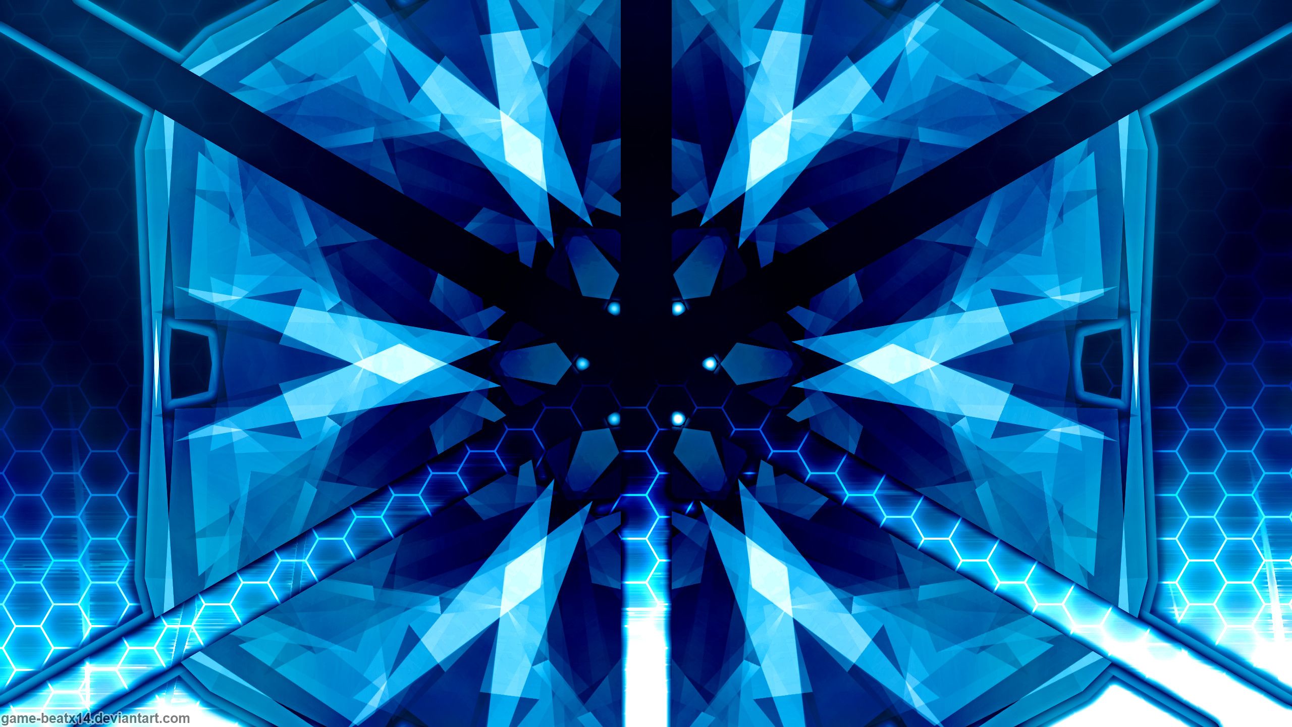 Tunnel geometrico blu astratto, 2560x1440 2K QHD, PC