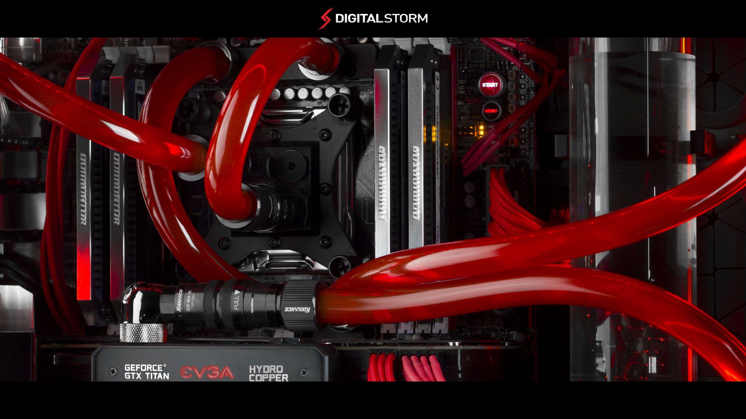 Scheda madre PC watercooling rosso, 2560x1440 2K, Desktop
