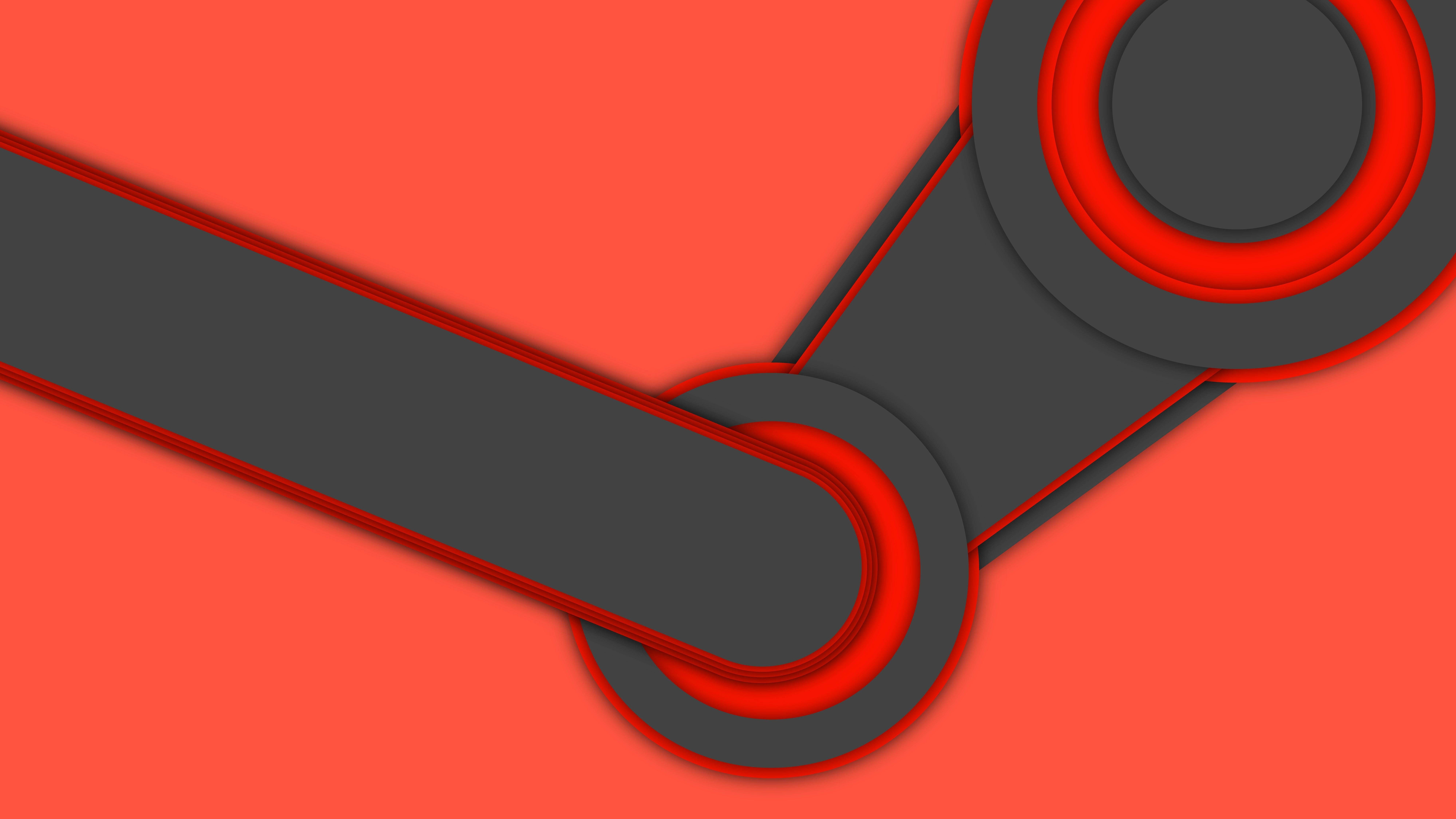 Logo Steam rosso minimale, 8000x4500 4K Ultra HD, Monitor 4K