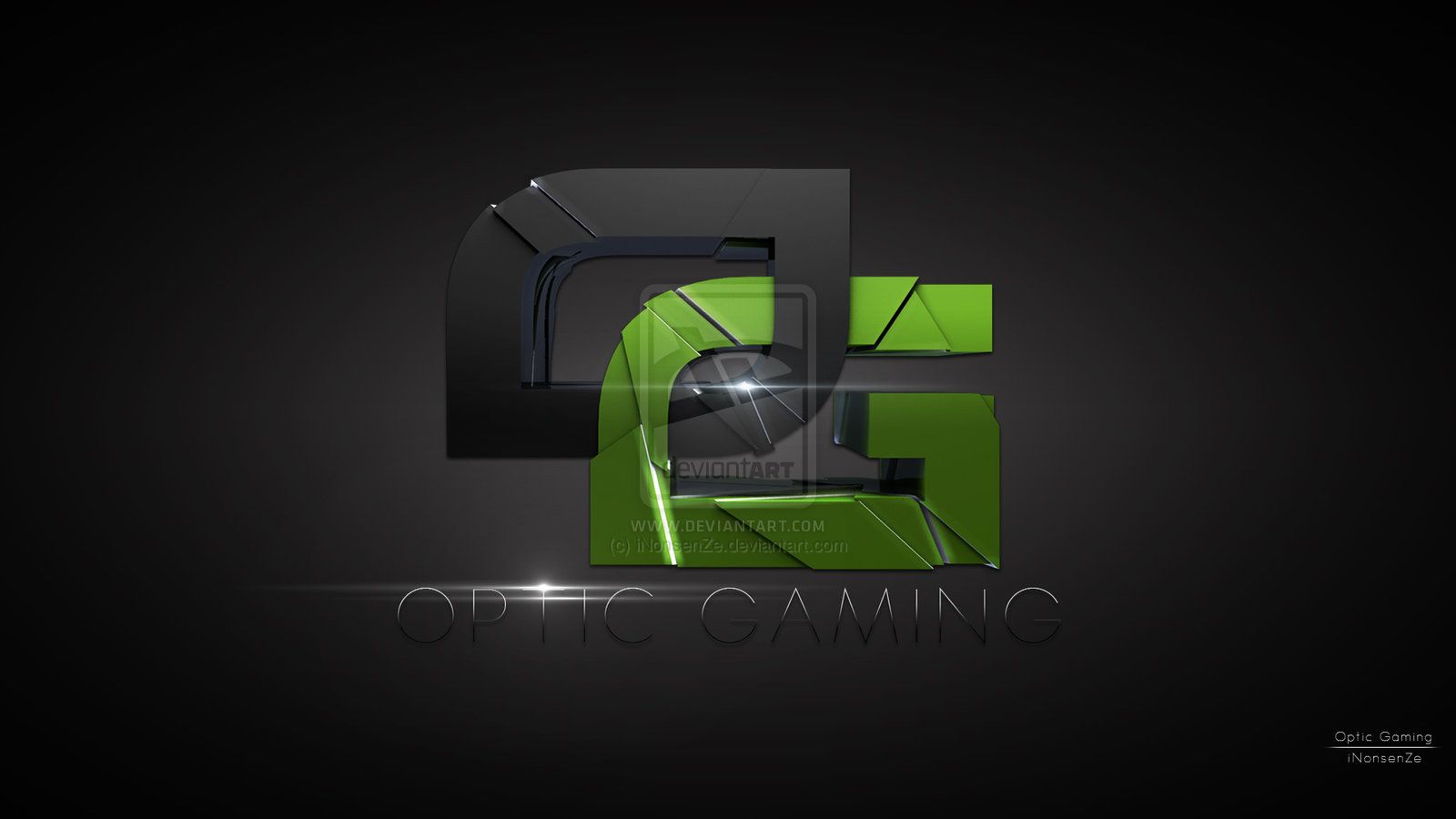 Logo Optic Gaming verde nero, 1600x900 900p, PC