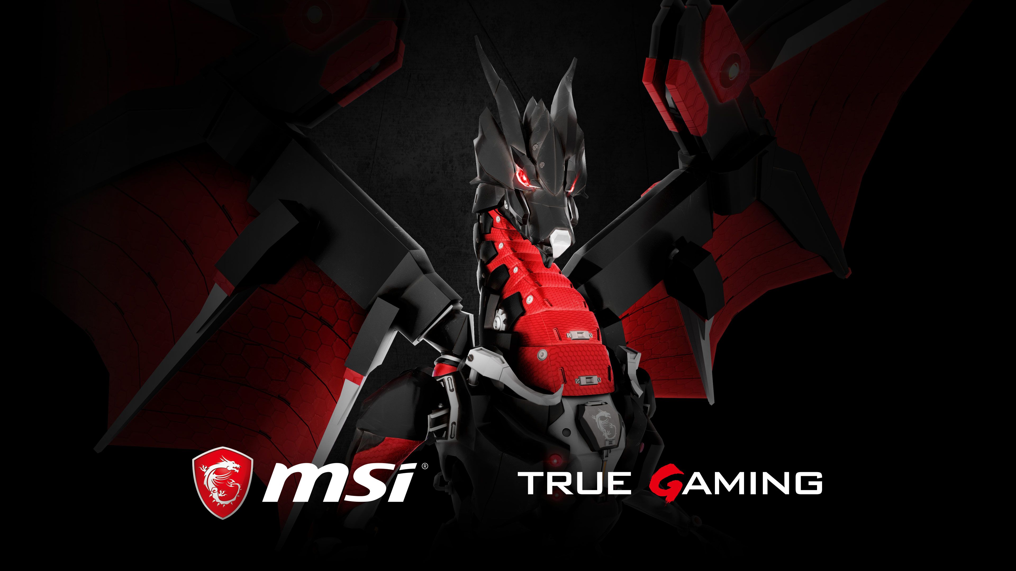 Drago robotico MSI rosso nero, computer, 3840x2160 Ultra HD, 4K TV