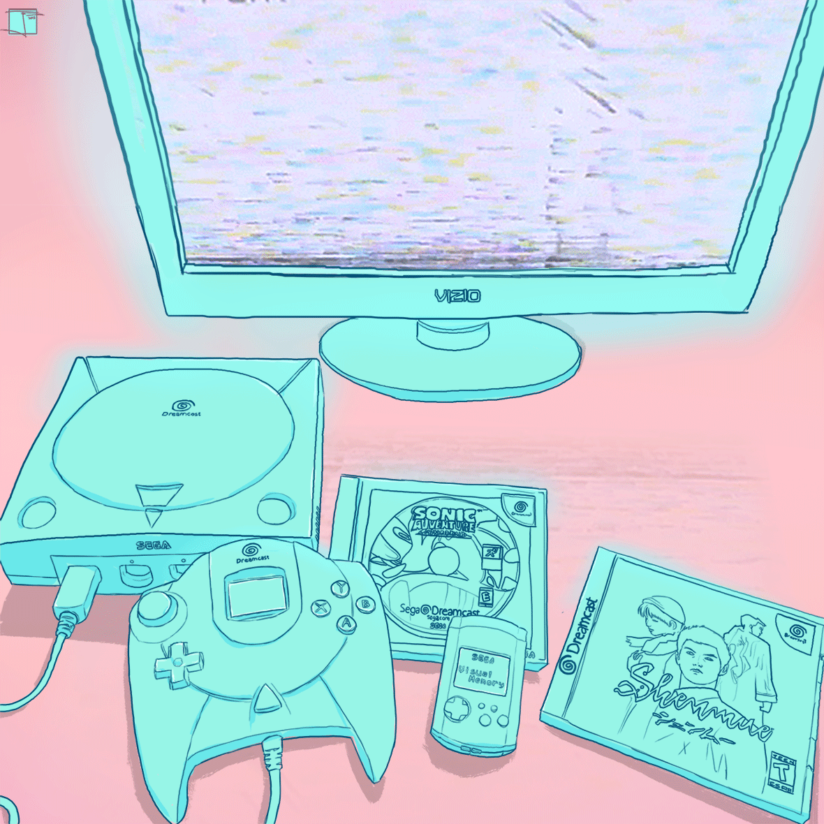 Console Sega Dreamcast kawaii pastello, 1180x1180 HD, Desktop