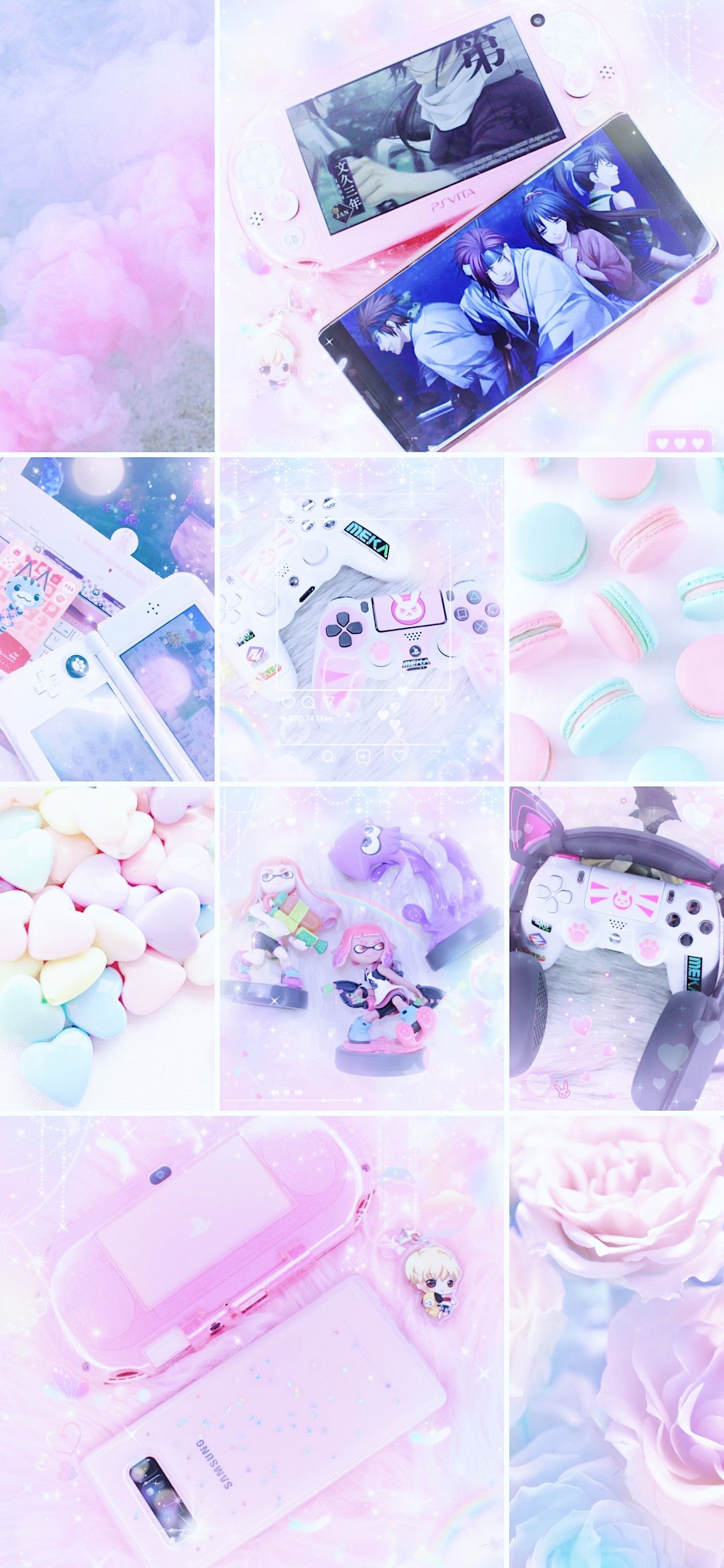 Collage pastello gaming kawaii, 1419x3072 Full HD Verticale, Smartphone