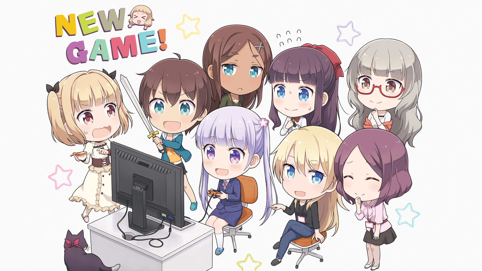 New Game! personaggi chibi kawaii, 1920x1080 1080p, PC