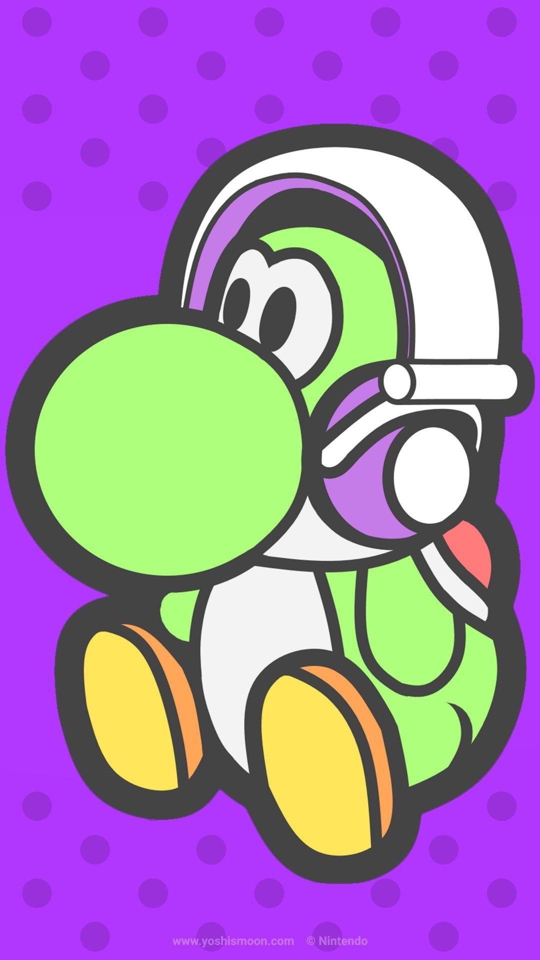 Yoshi verde con cuffie, 1080x1920 Full HD Verticale, Smartphone