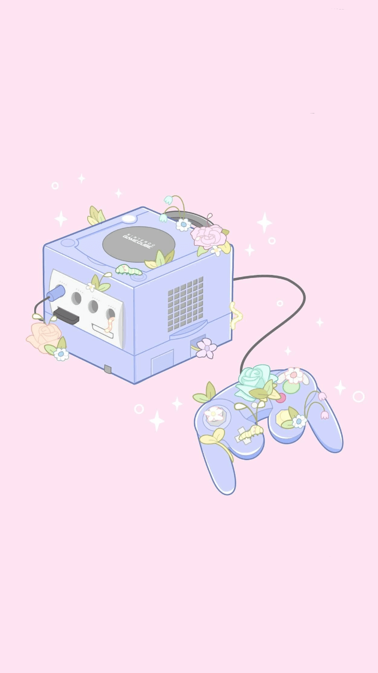 GameCube kawaii con fiori, 750x1334 Verticale, iPhone