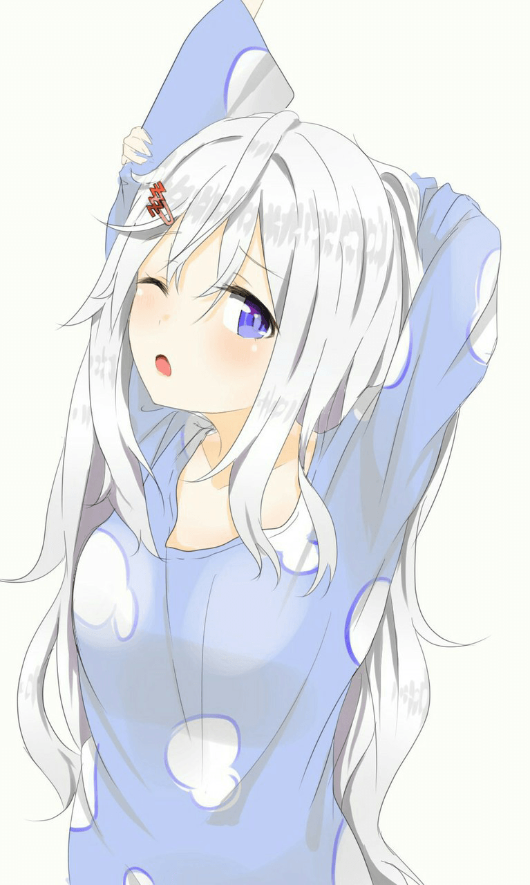 ragazza anime kawaii azzurra, 767x1280 Verticale, Mobile