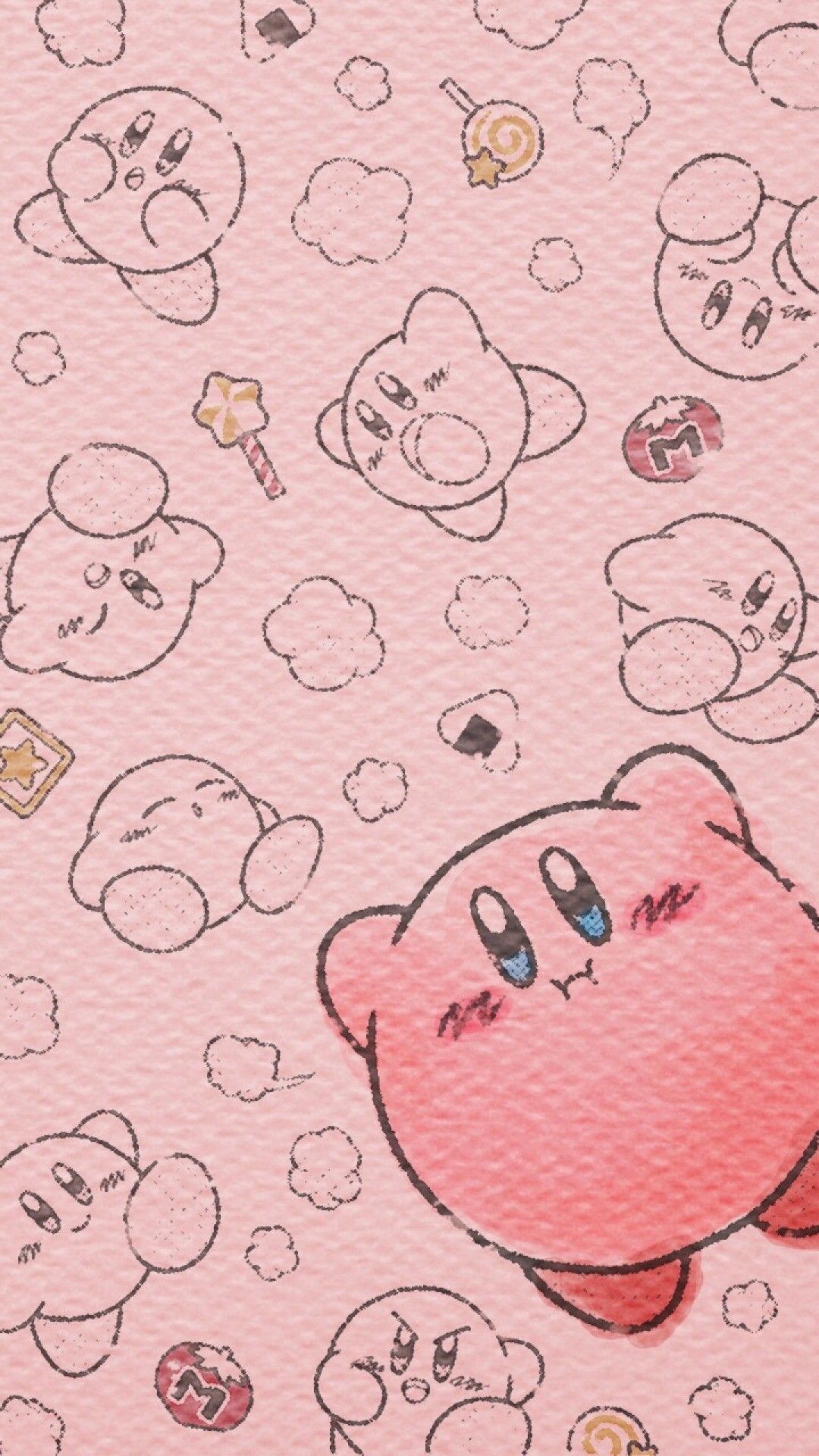 Kirby kawaii rosa pattern, 1080x1920 Full HD Verticale, Smartphone