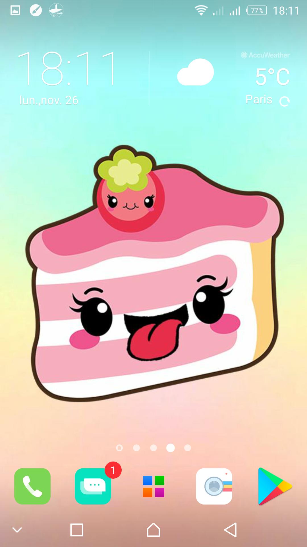 Torta rosa kawaii con fragola, 1080x1920 Full HD Verticale, Smartphone