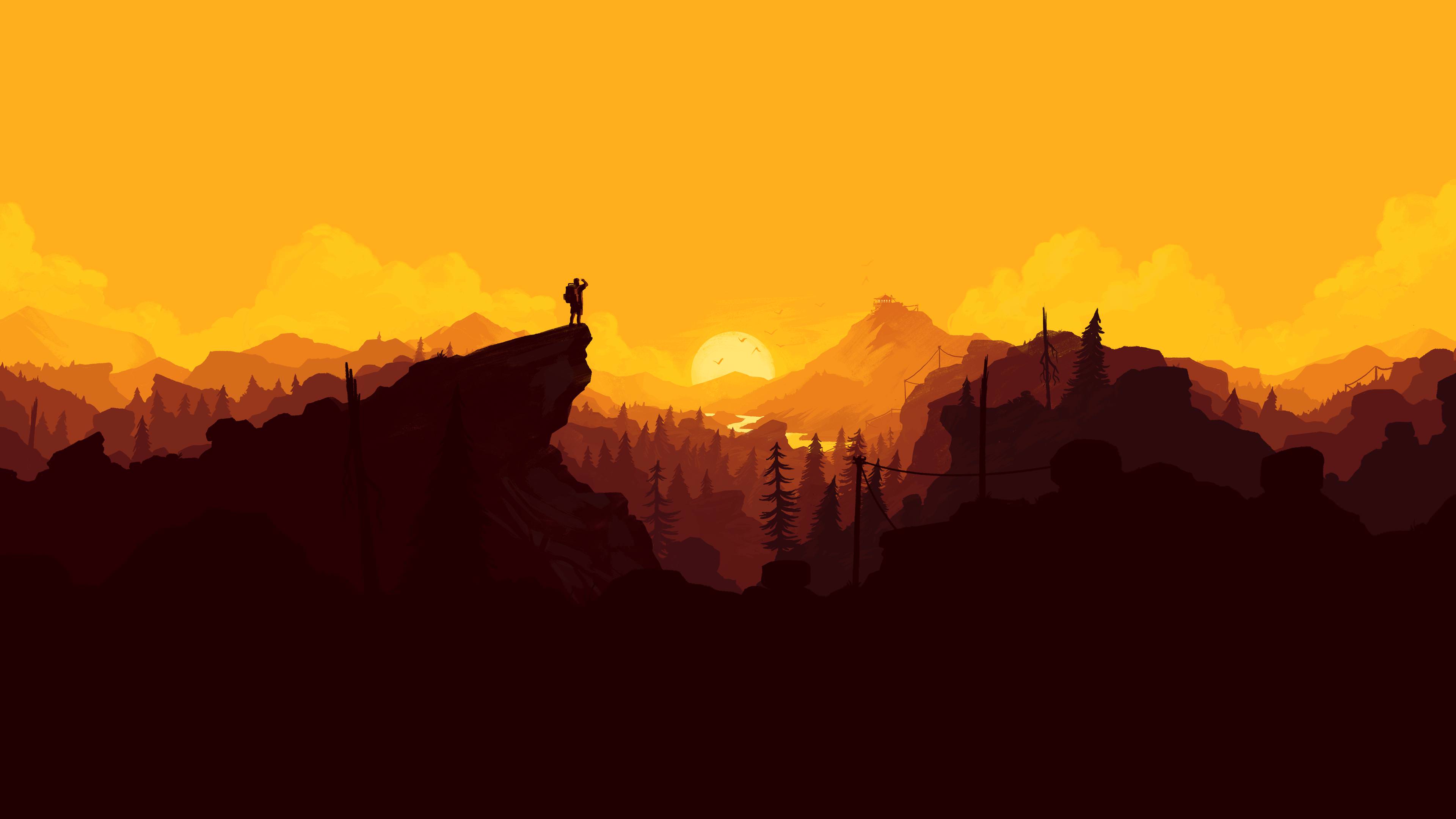 Silhouette montagne tramonto arancione, 3840x2160 4K Ultra HD, Monitor 4K