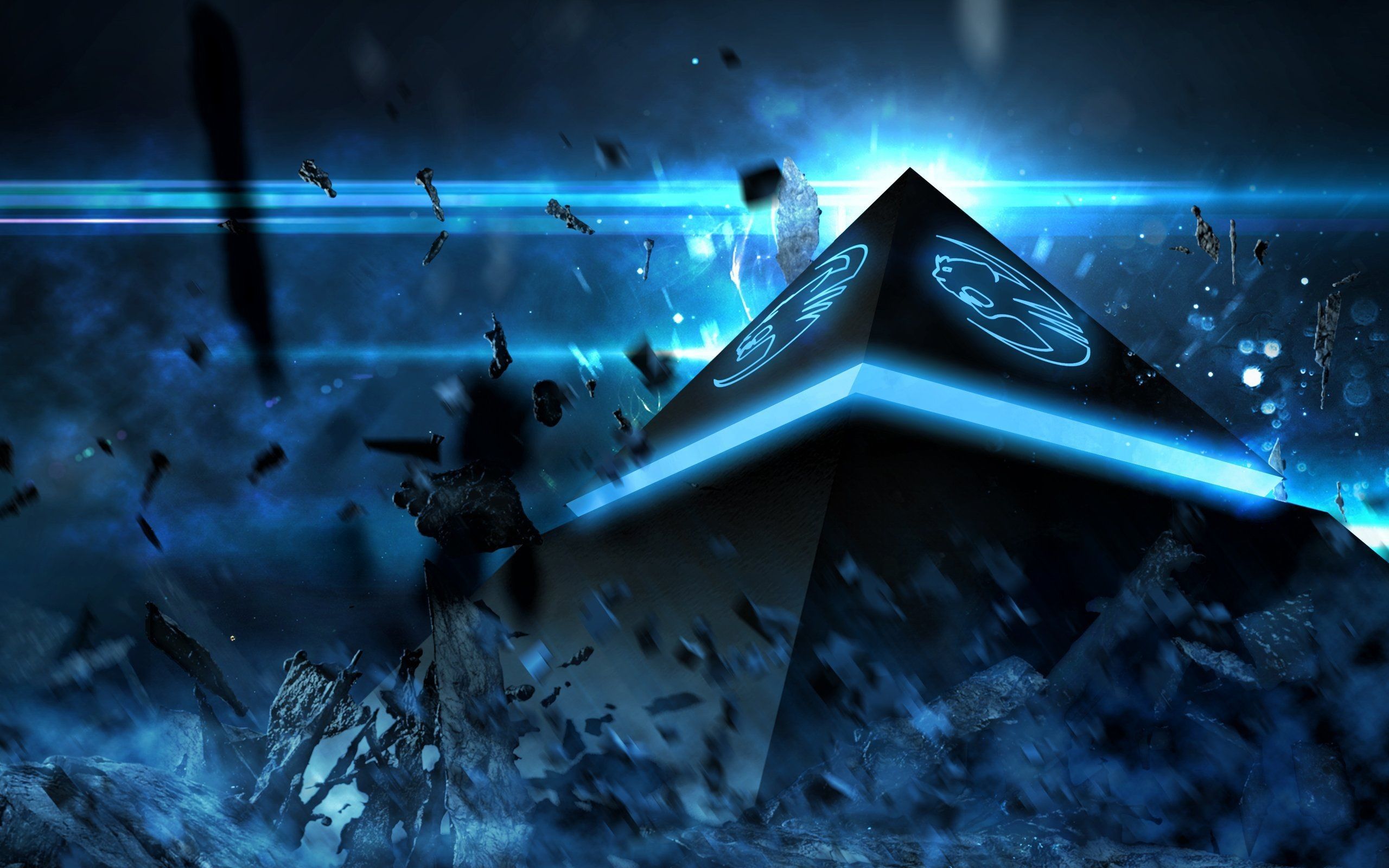Piramide astratta blu gaming, 2560x1600 WQXGA, Desktop