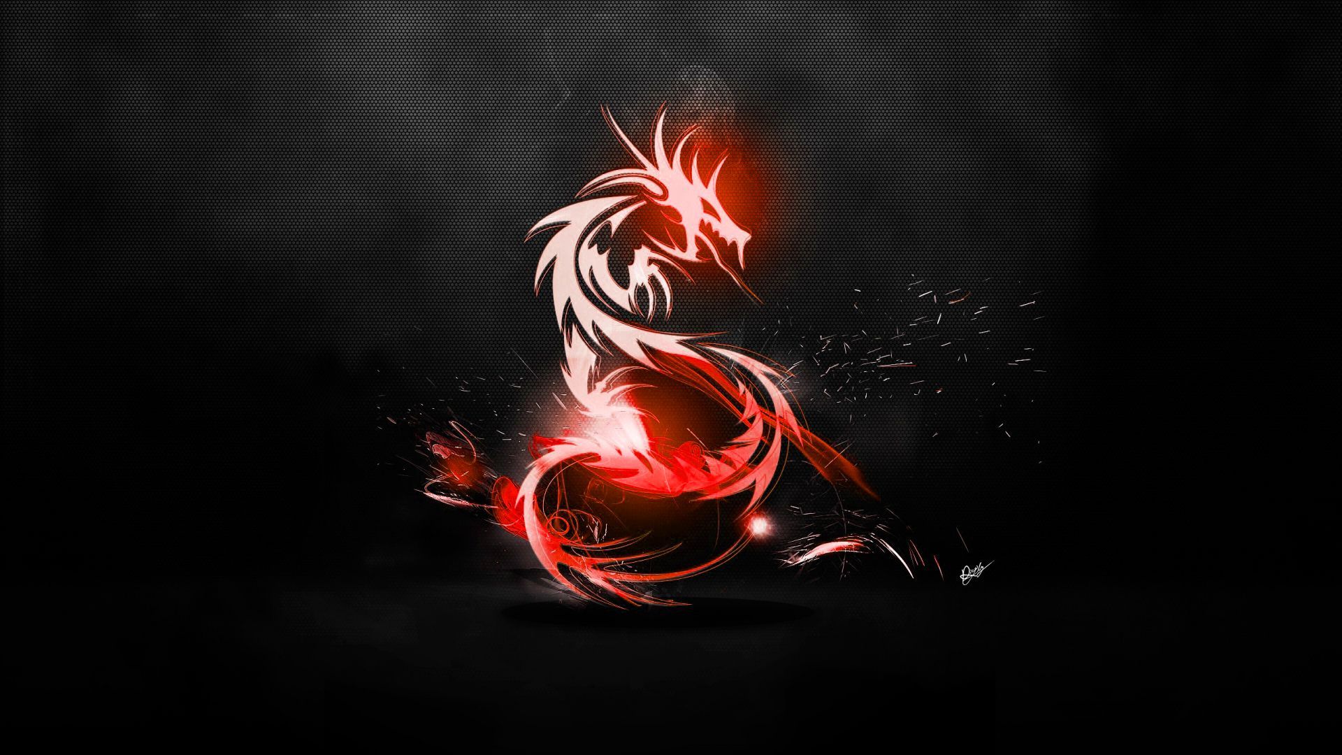 Drago rosso luminoso su nero, 1920x1080 1080p, Desktop