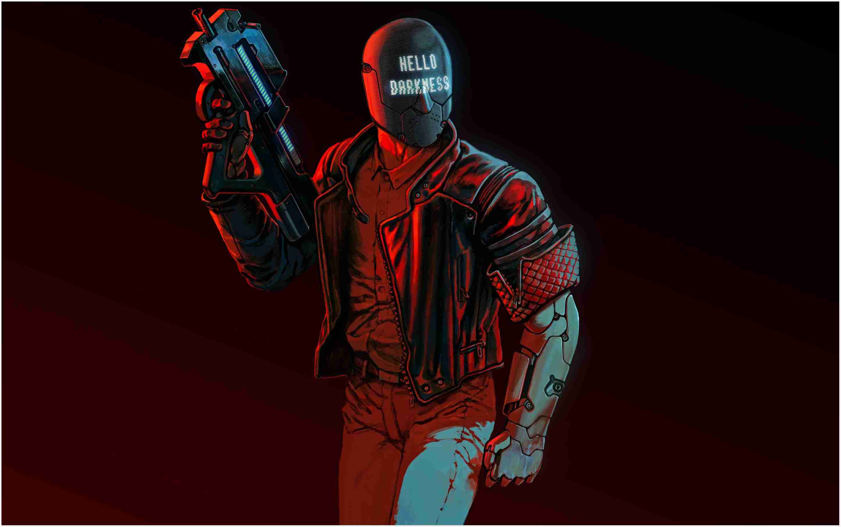 Personaggio mascherato con pistola rossa, 2891x1811 2K+, Desktop