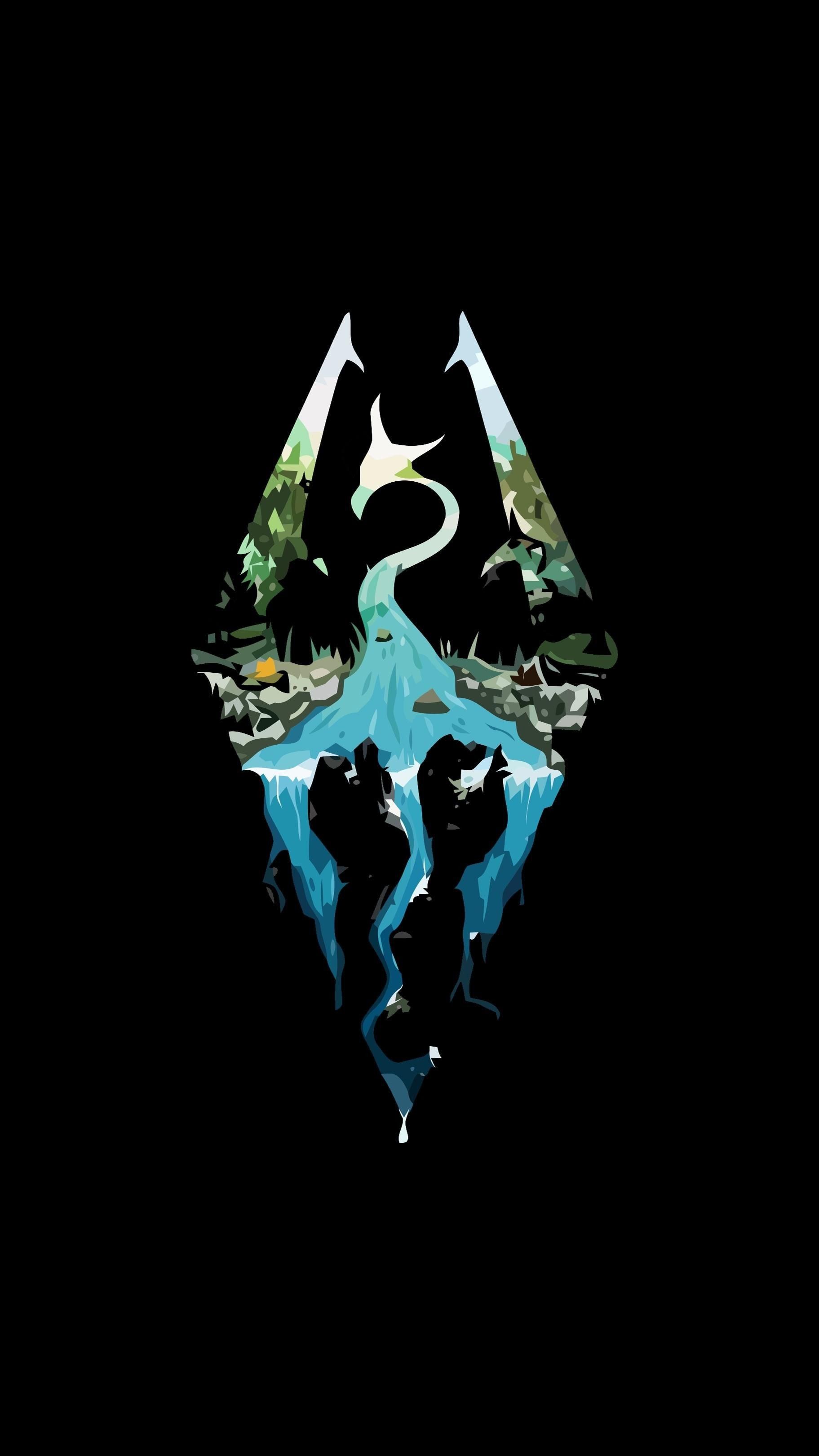 Logo lupo Witcher su nero, 3598x6402 Full HD Verticale, iPhone
