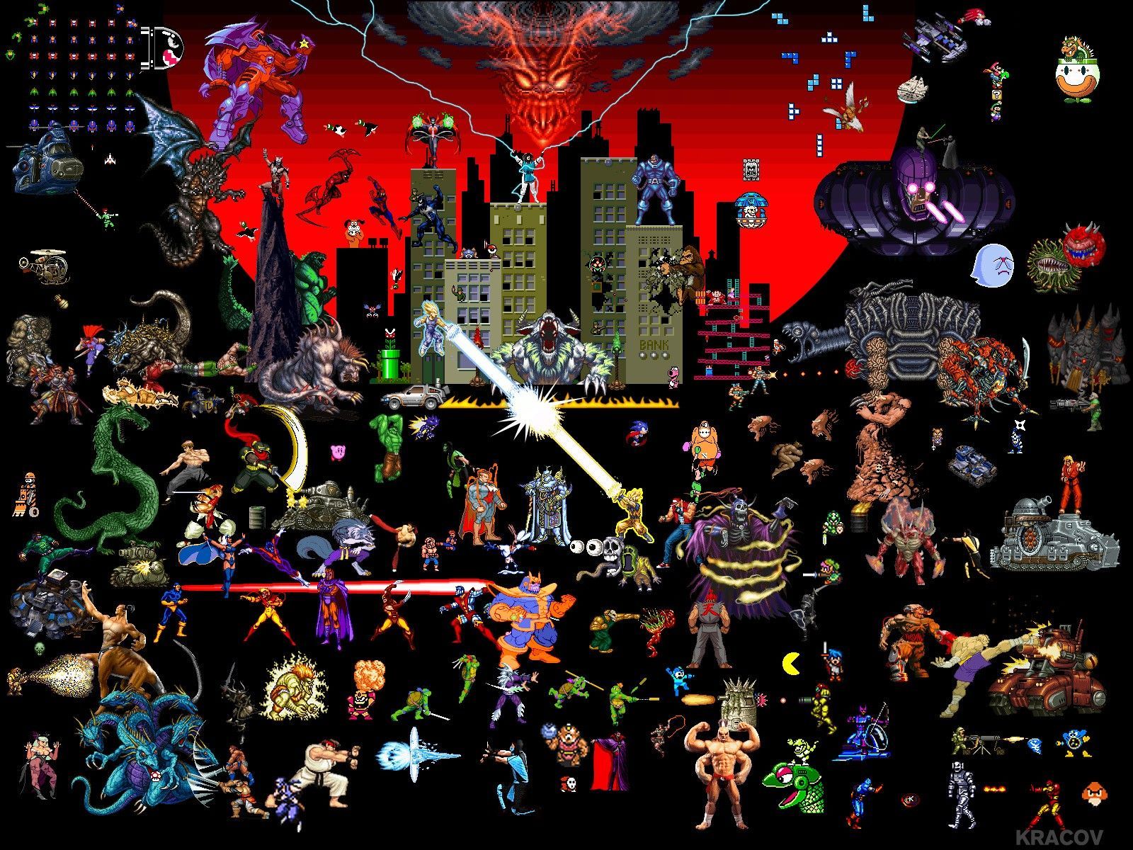 Collage personaggi videogiochi retro, 1600x1200 HD, Desktop