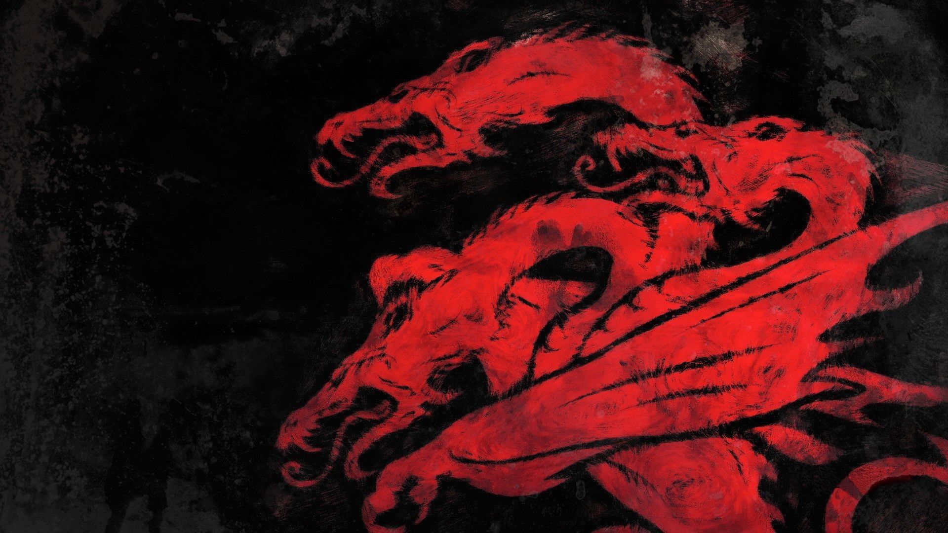 Drago rosso su nero, 1920x1080 Full HD 1080p, Desktop