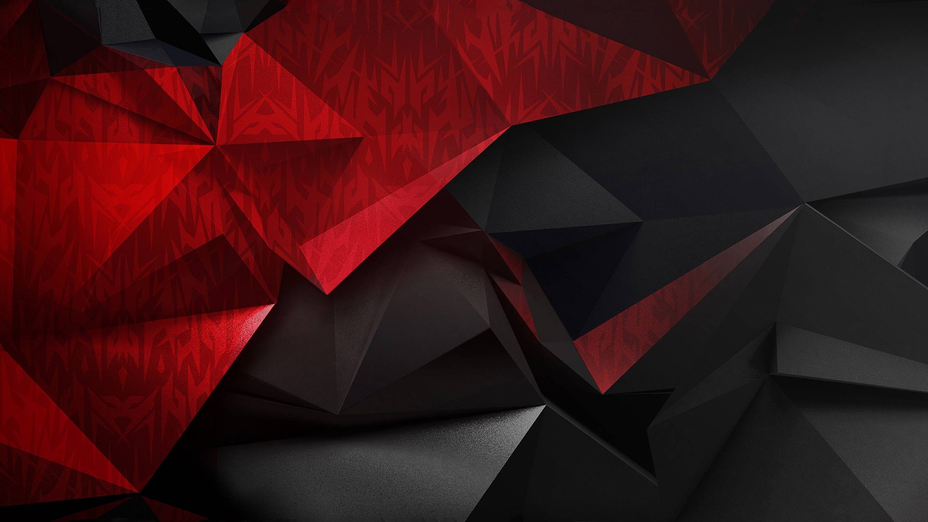 Poligoni astratti rosso e nero, 3038x1709 2K, PC