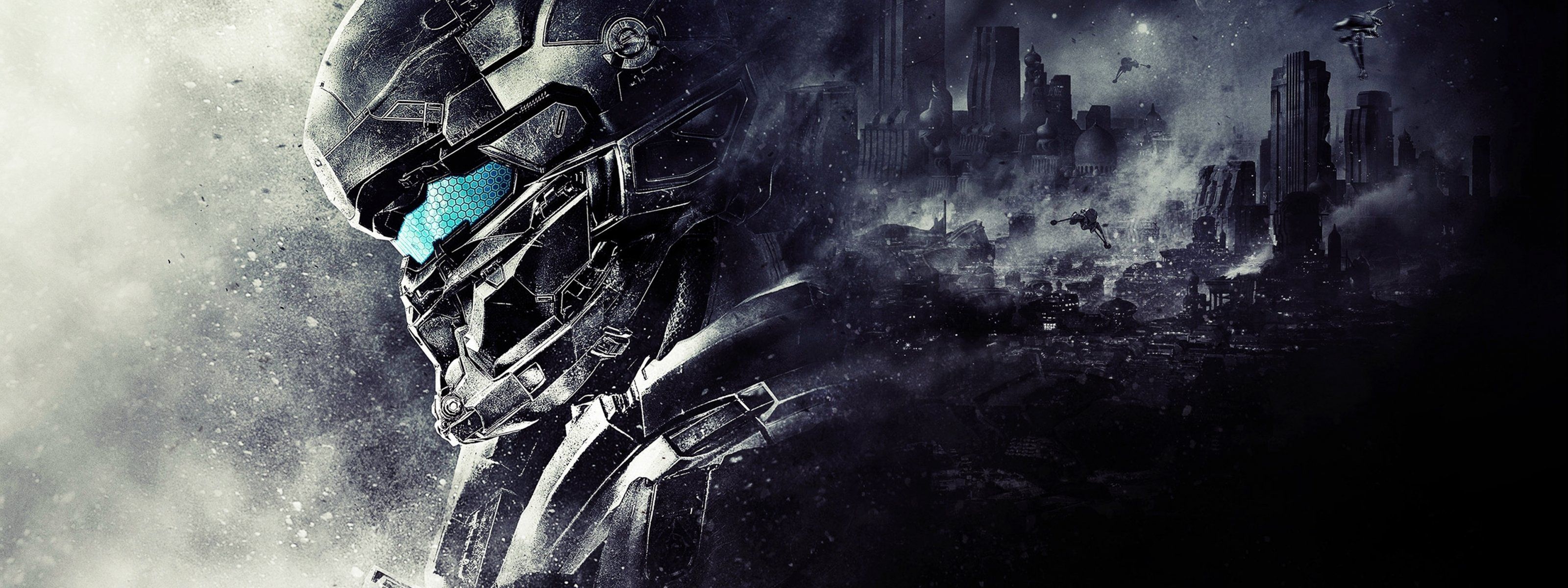 Halo Master Chief città distrutta, sparatutto FPS, 3200x1200 Panoramico, Dual Screen
