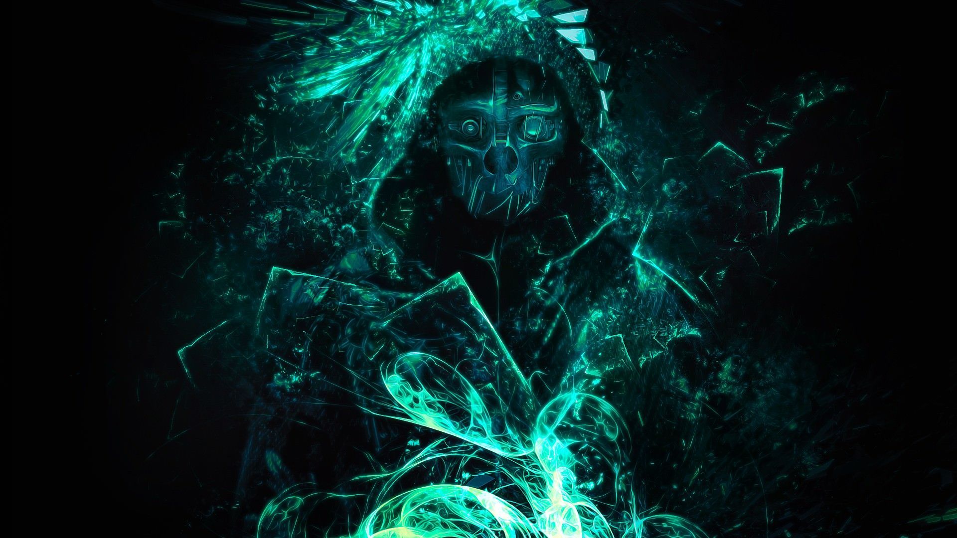 Figura mascherata luce azzurra, 1920x1080 Full HD 1080p, Laptop