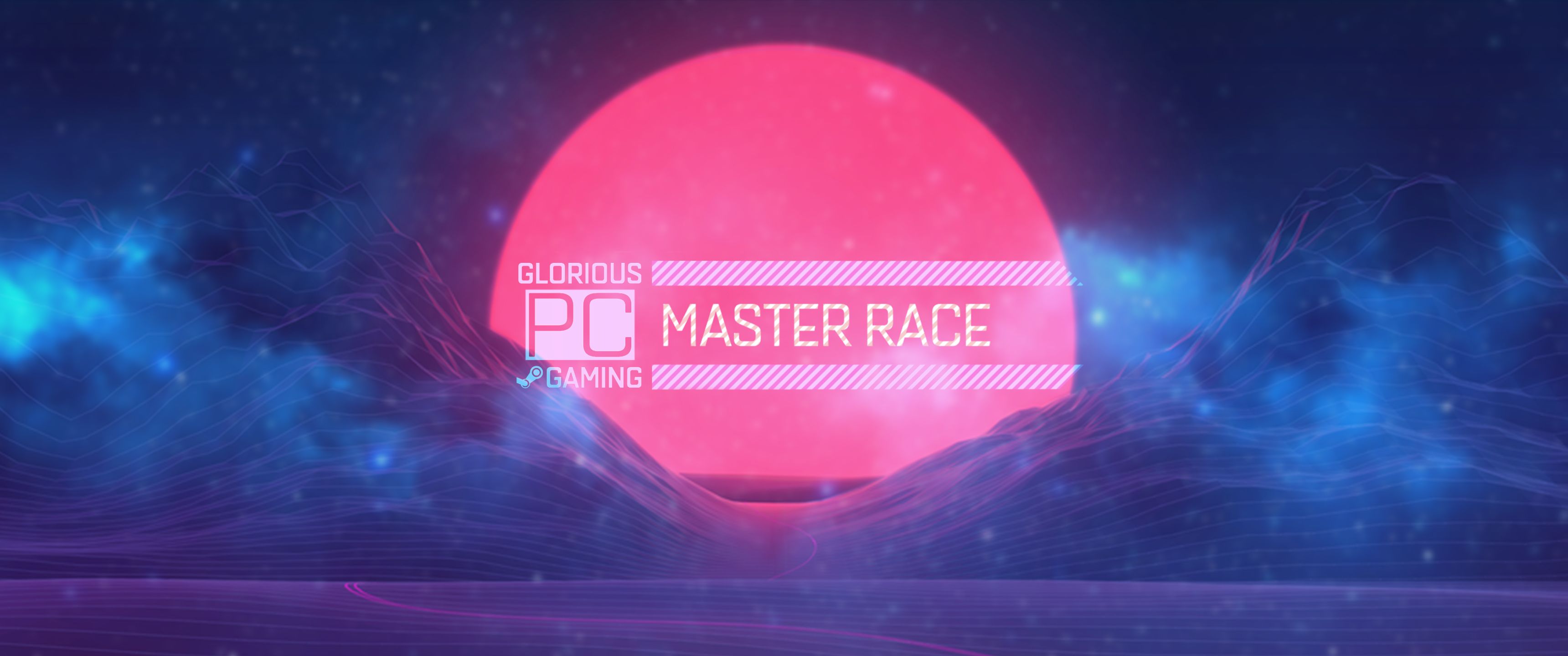 PC Master Race logo neon, 3440x1440 21:9, Ultrawide