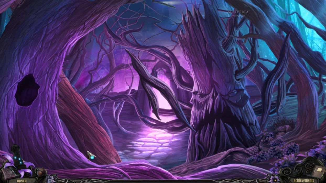 Foresta oscura viola fantasy, 1244x700 HD, Desktop