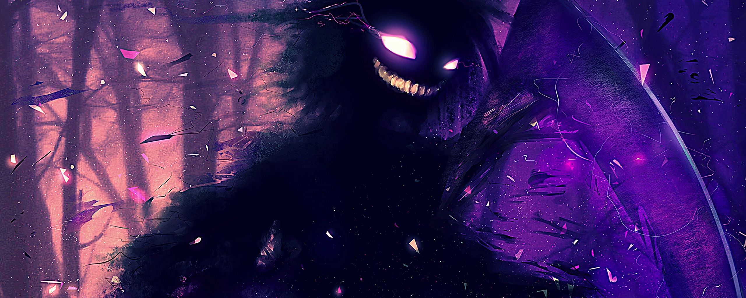Mostro oscuro sorridente viola, 2560x1024 Panoramico, Monitor Gaming