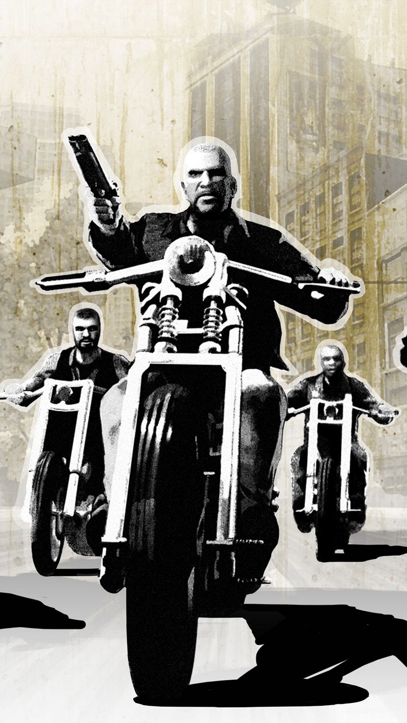 Motociclisti GTA con pistole, 800x1420 Full HD Verticale, iPhone