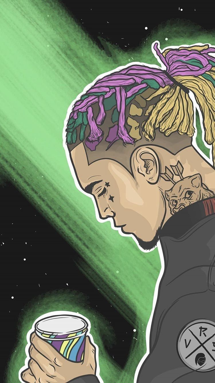 Rapper cartoon dreadlocks colorati, 750x1334 Verticale, Telefono