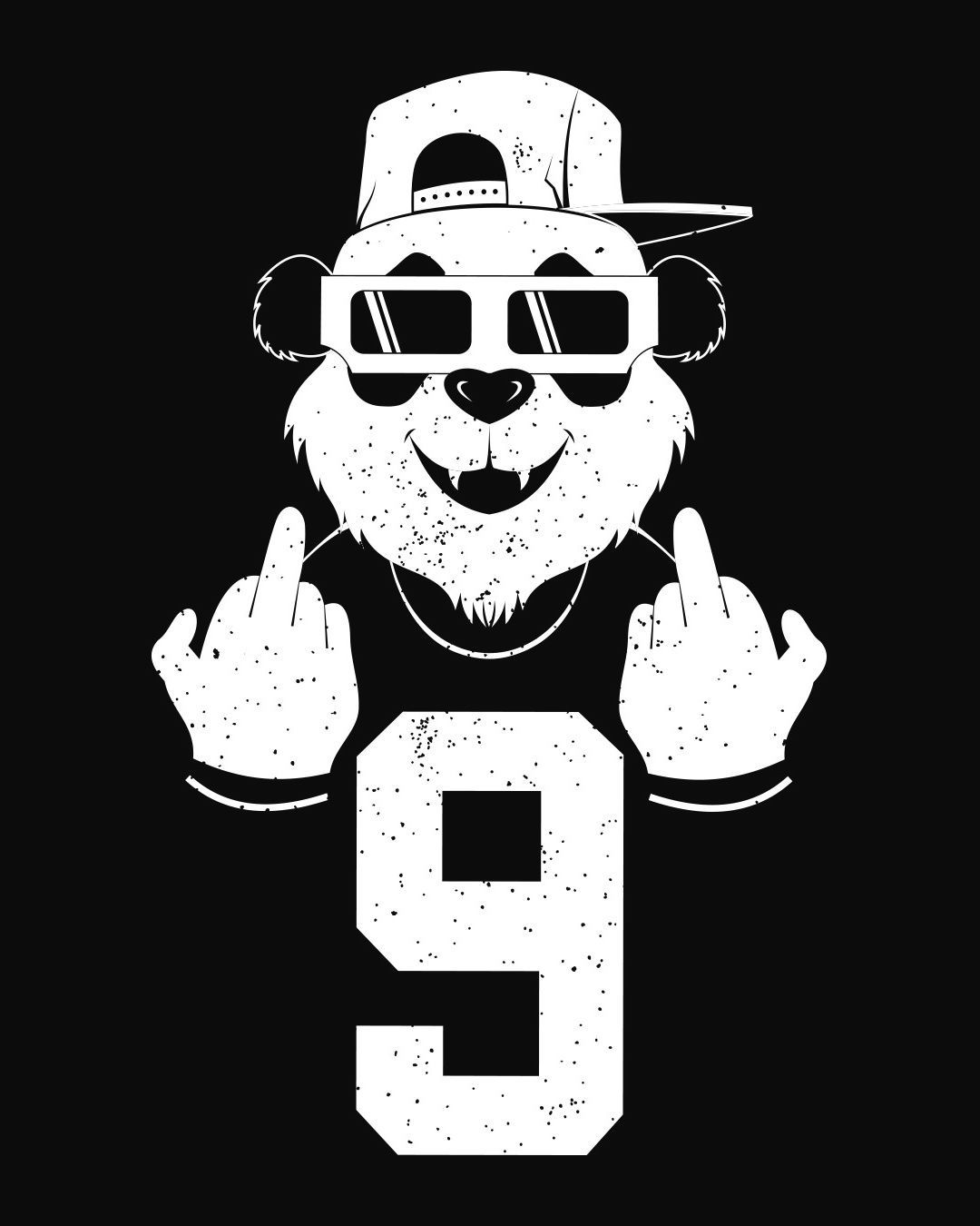 Panda gangster cappellino occhiali dito medio, 1080x1350 Verticale, Telefono