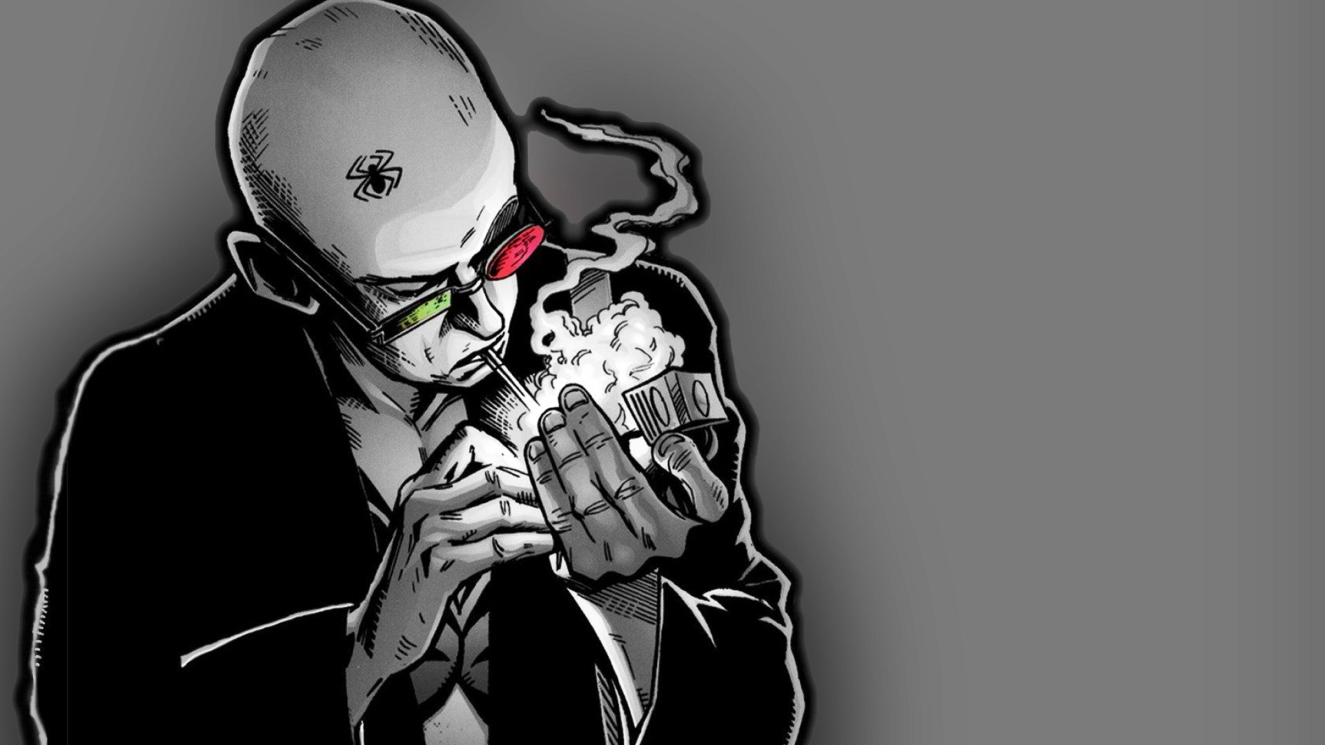 Uomo cartoon che accende sigaretta, 1920x1080 Full HD, PC