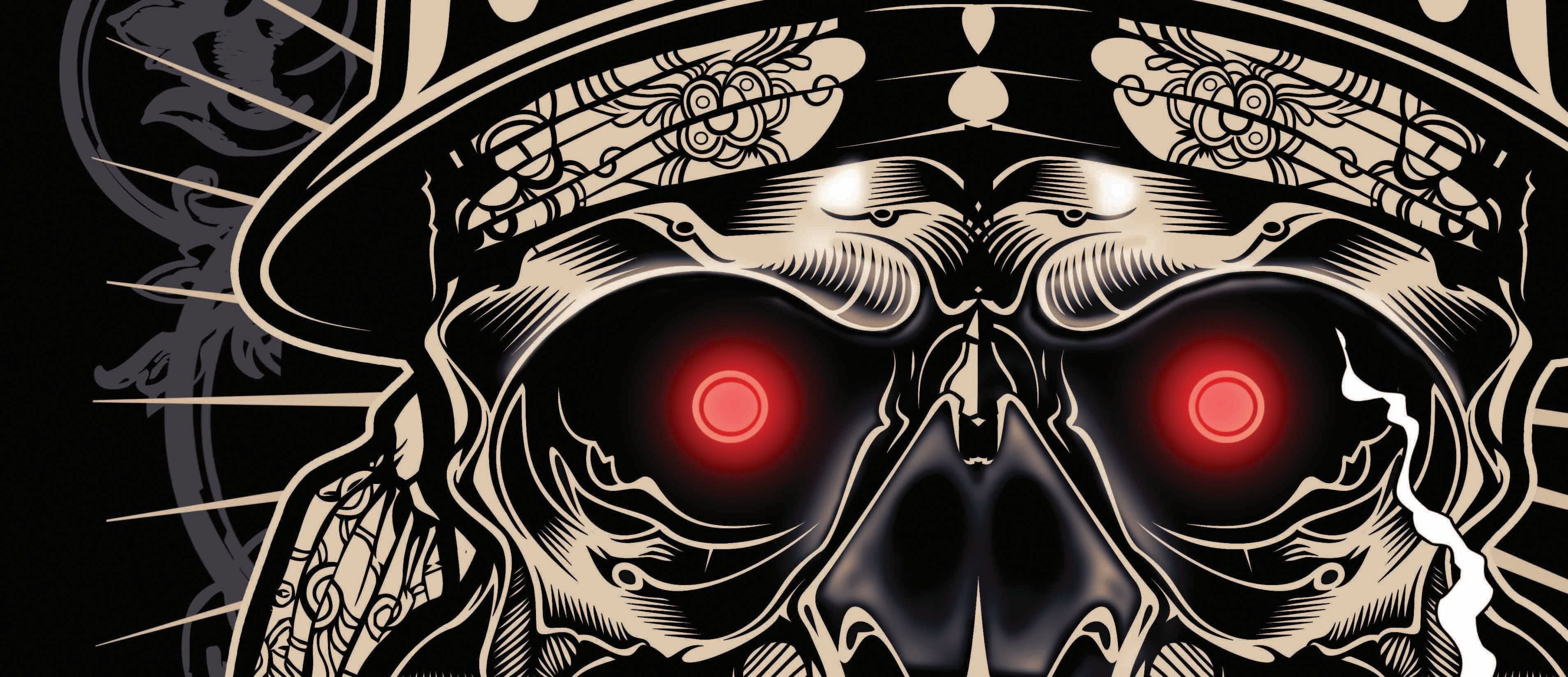 Teschio gangster occhi rossi, 3815x1648 Ultrawide, Dual Monitor
