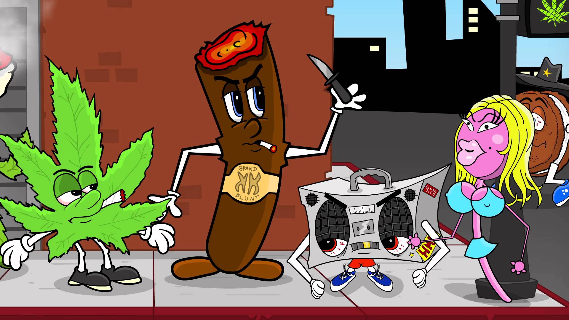 Cartoni gangster con foglia cannabis, 1920x1080 Full HD, PC Desktop