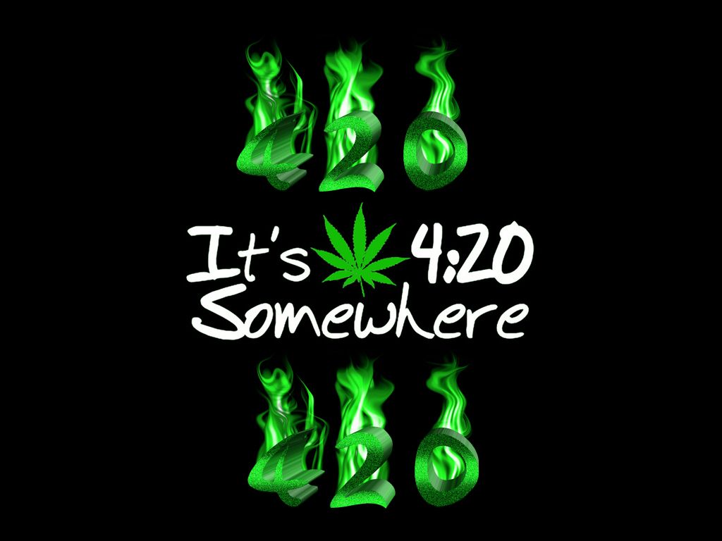Testo It's 4:20 Somewhere foglia cannabis, 1024x768 HD, Desktop