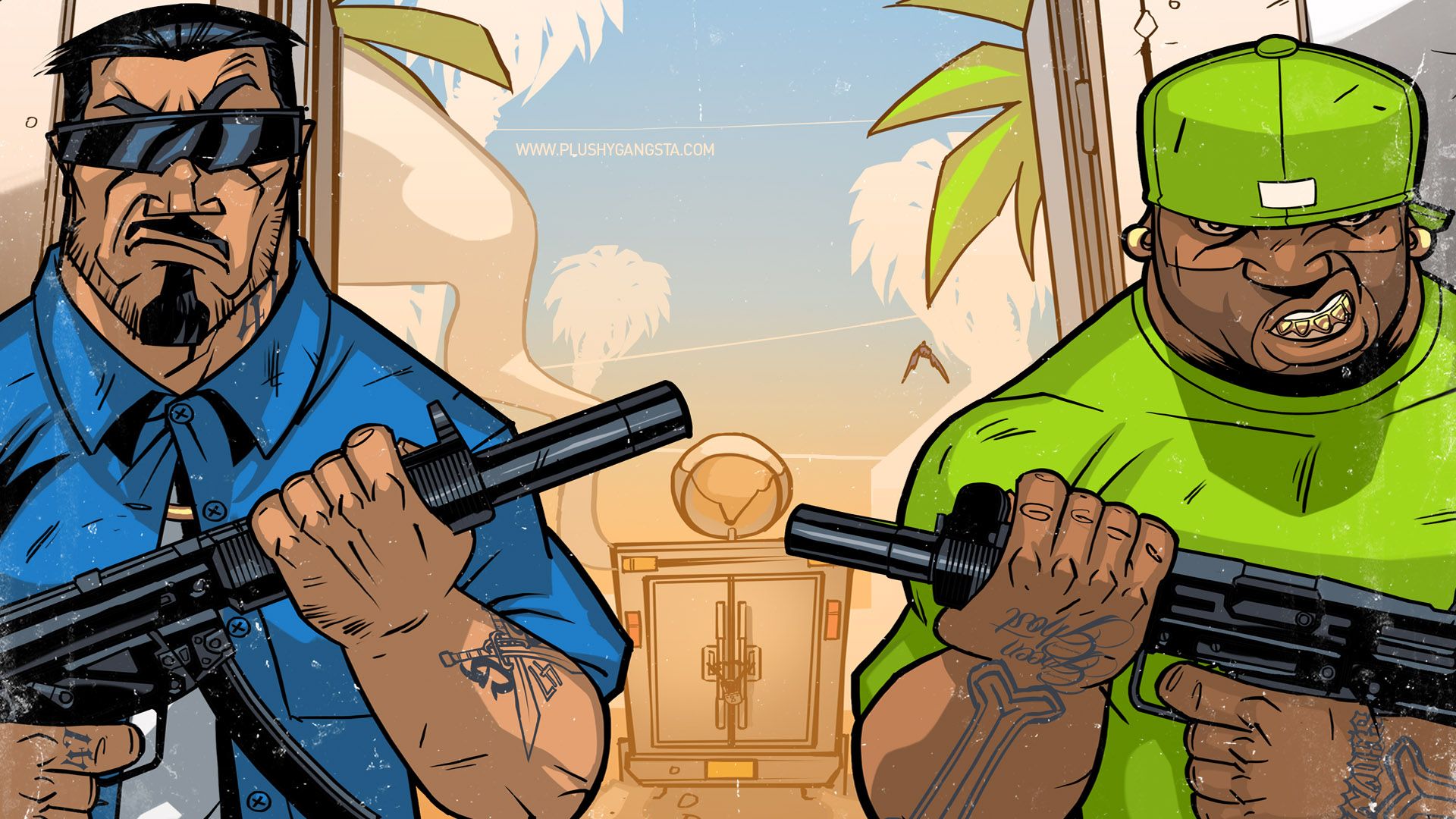 Personaggi gangster stile GTA armati, Rockstar Games, 1920x1080 1080p, PC