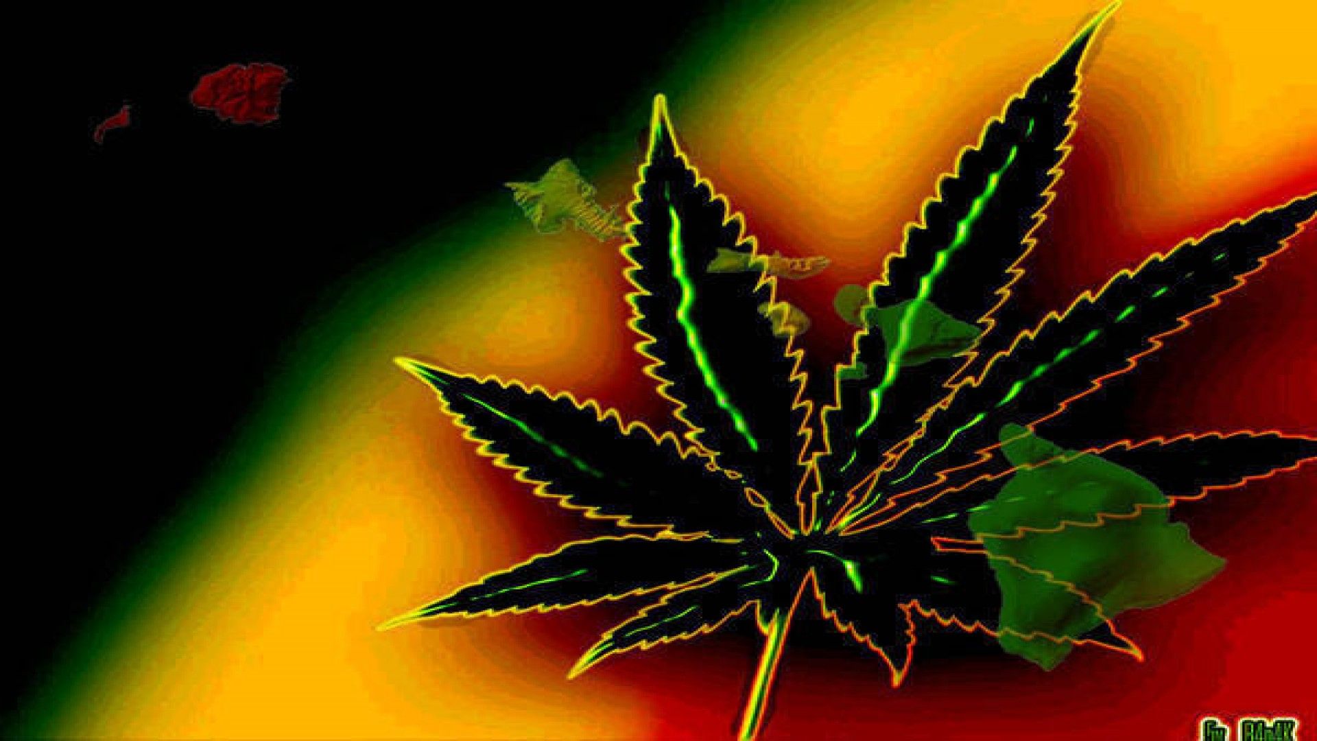 Foglia di cannabis verde astratta, 1280x800 HD, Desktop