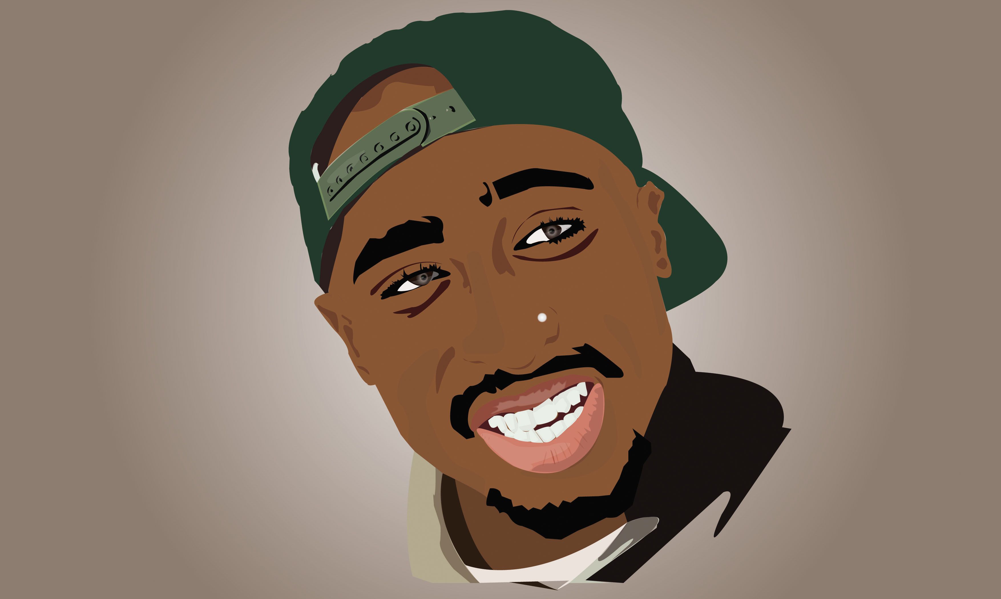 Cartone Tupac cappellino verde, 2Pac, 3508x2100 2K, PC
