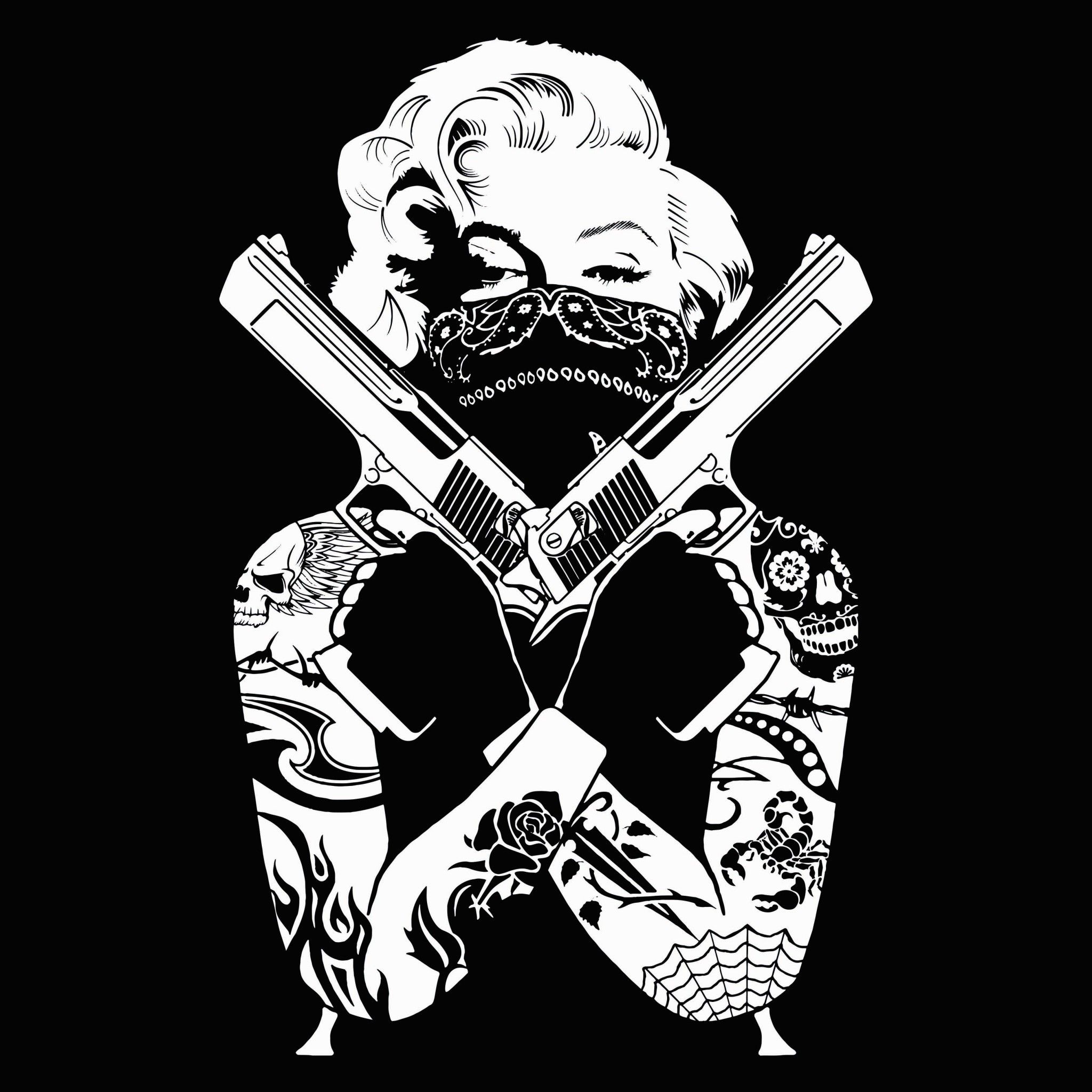 Marilyn Monroe bandana pistole tatuaggi, 2048x2048 alta risoluzione, Desktop