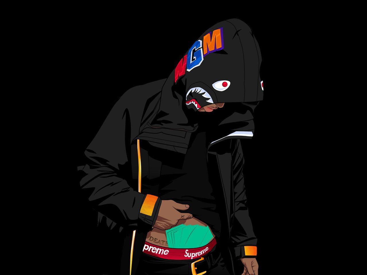 Personaggio cartoon gangster BAPE Supreme, streetwear, 1280x960 HD, Desktop