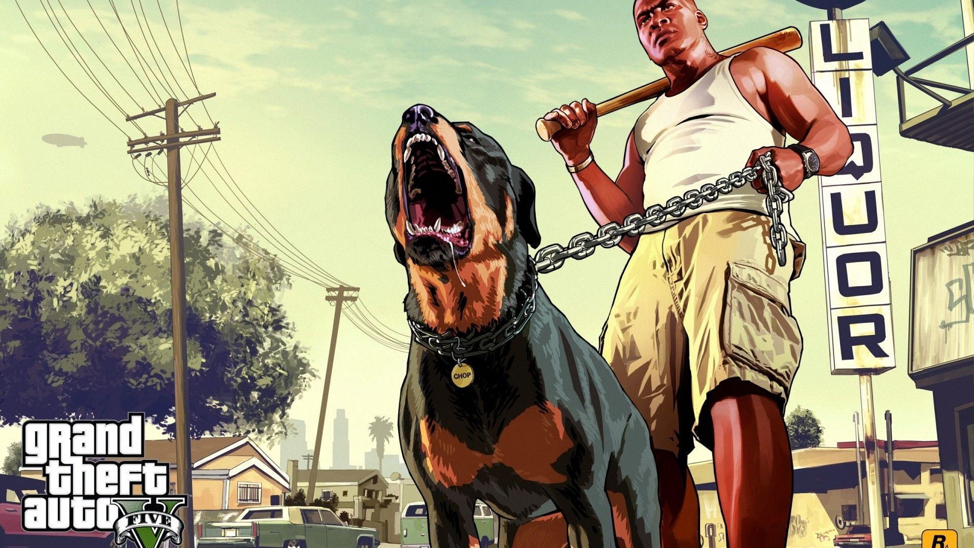 GTA V personaggio con cane, Rockstar Games, 1920x1080 Full HD, Laptop