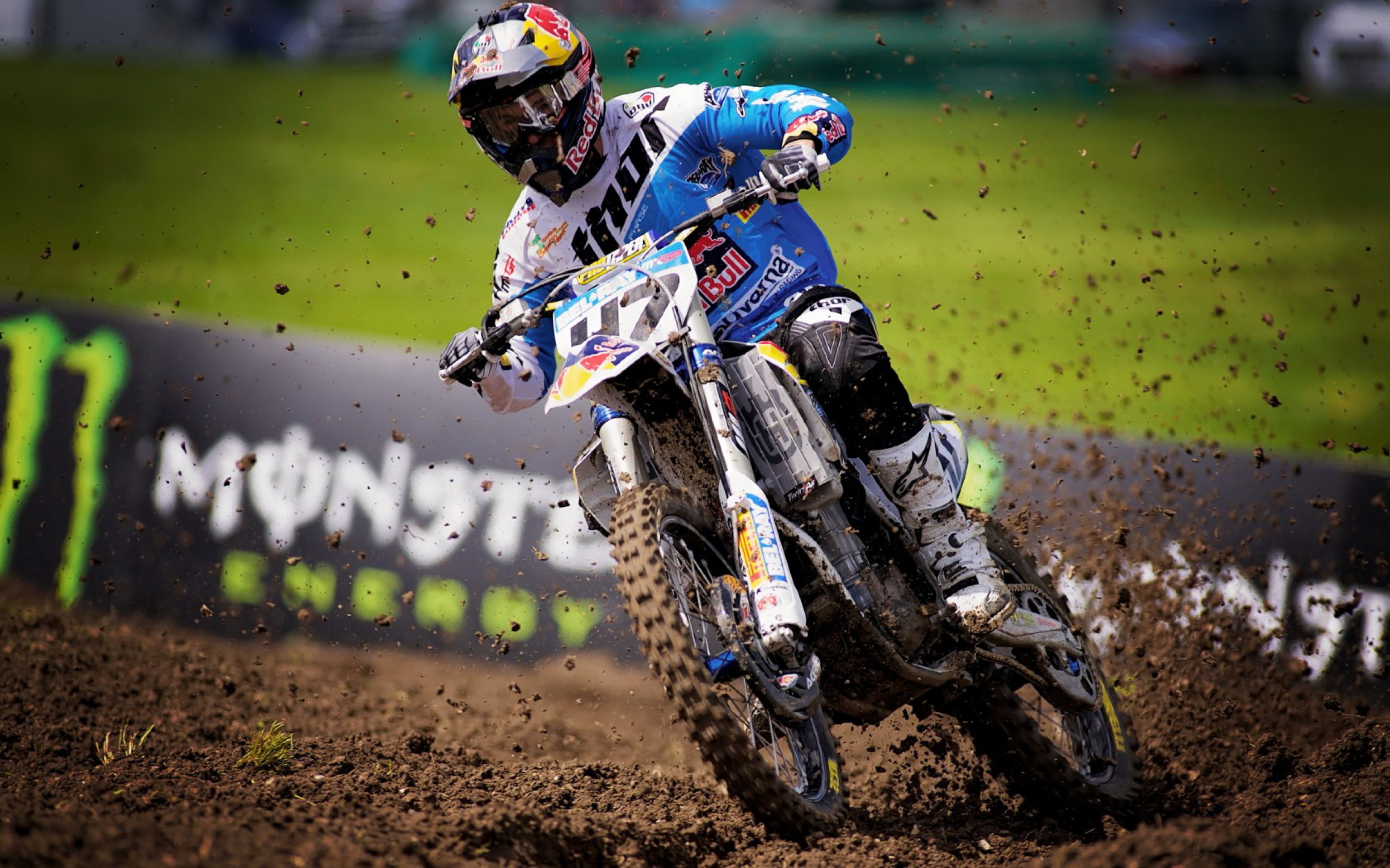 Motocross gara Monster Energy fango, bevande energetiche, 3840x2400 4K, Desktop 4K